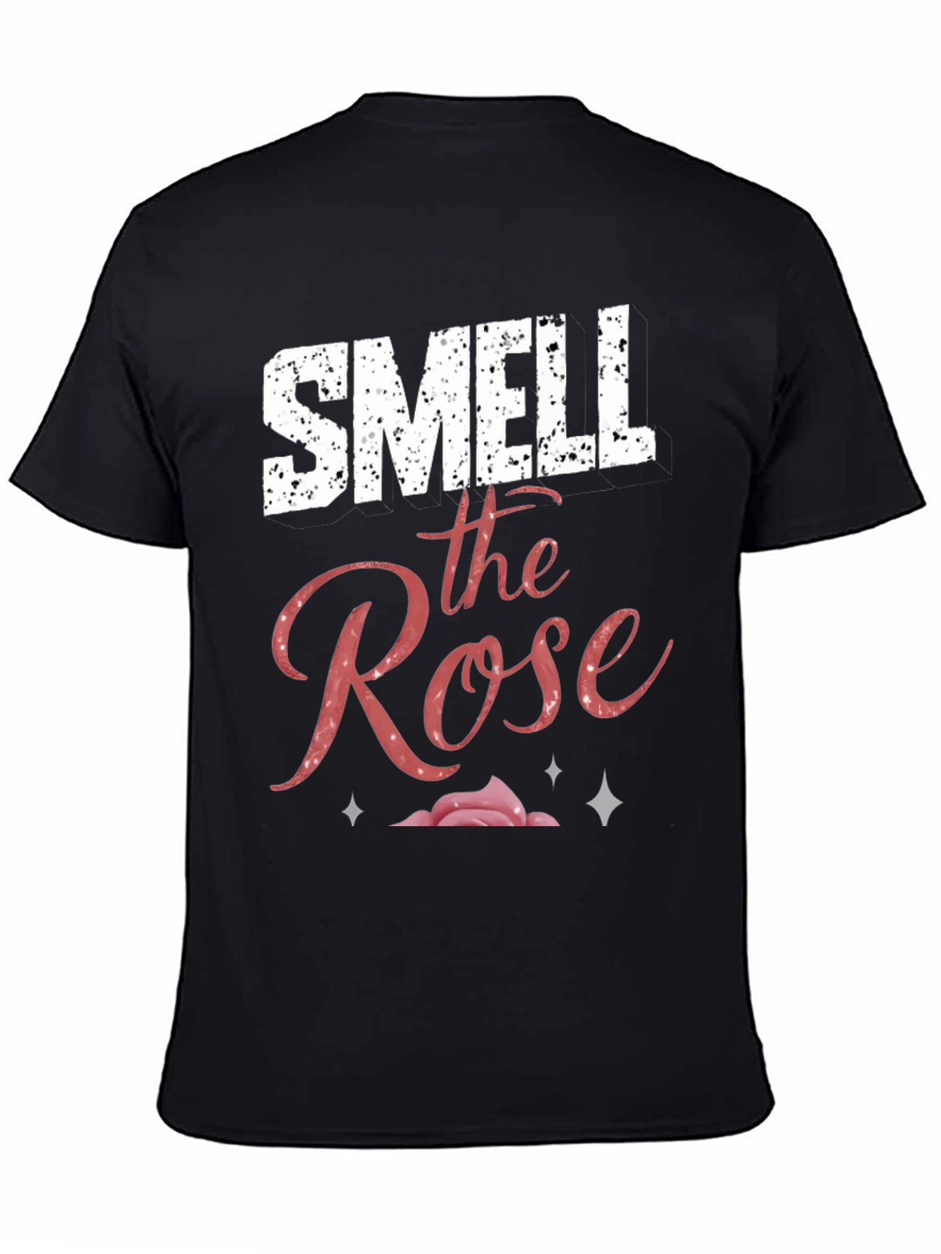 Black Smell the Rose Graphic Tee - Black Cotton Casual Top view 4
