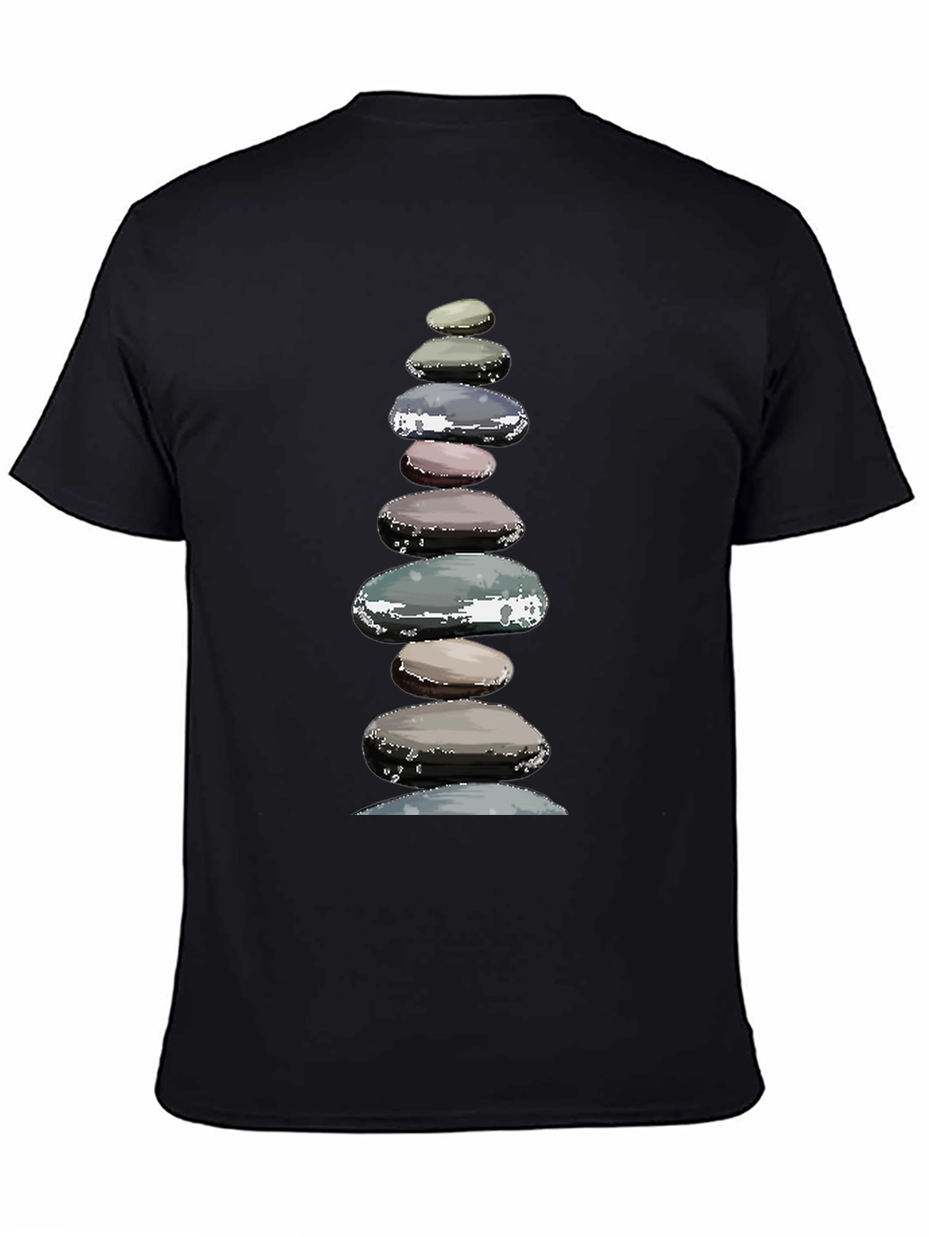 Black Zen Stone Stack Graphic T-Shirt view 4