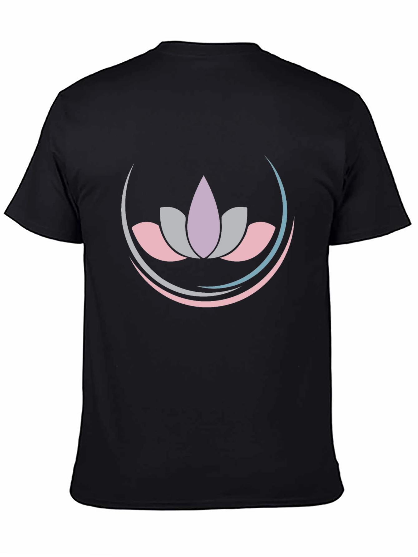 Black Lotus Flower Graphic Tee - Black Cotton Blend Shirt view 4
