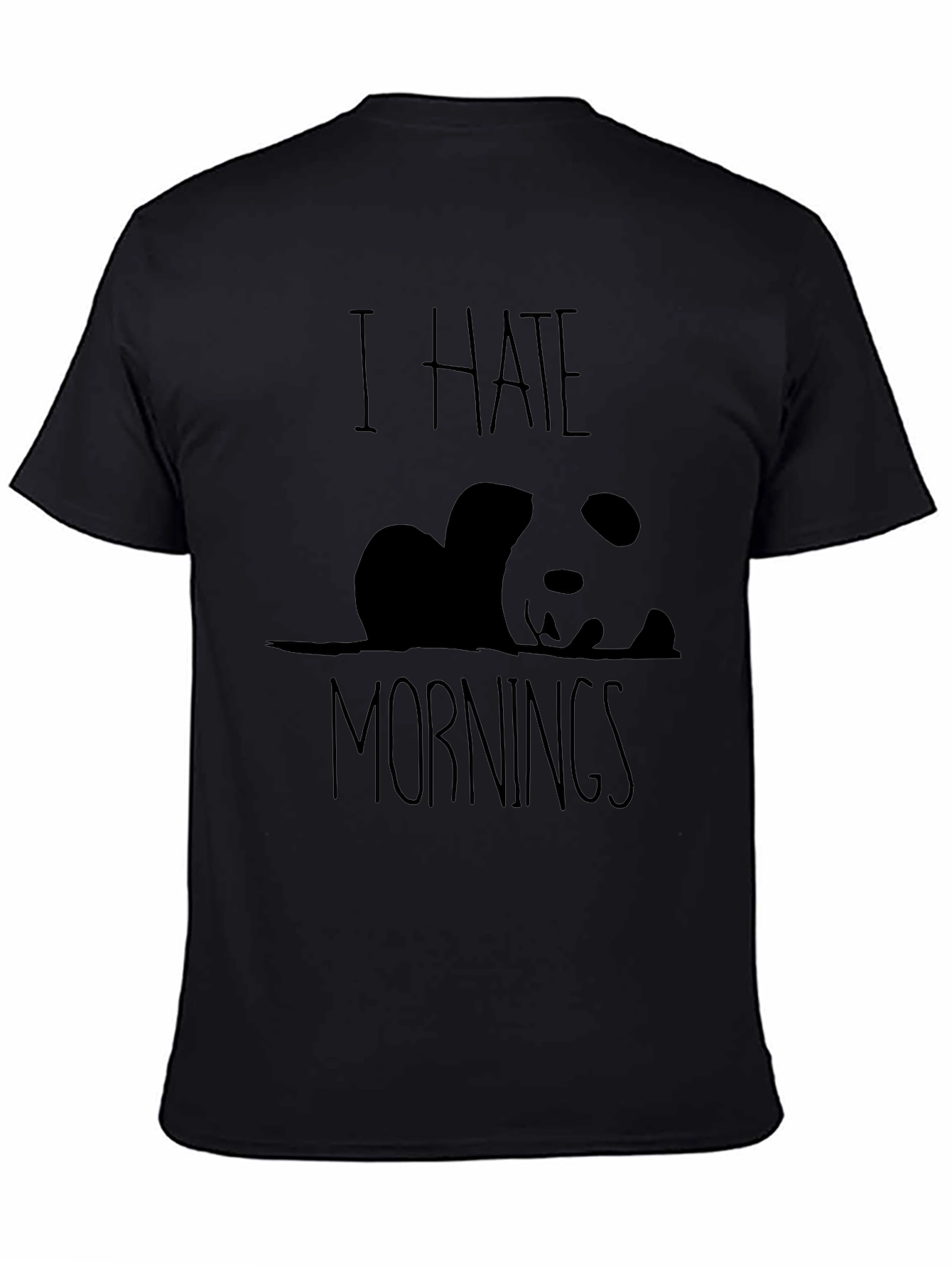 Black I Hate Mornings Panda Graphic Tee - Black view 4