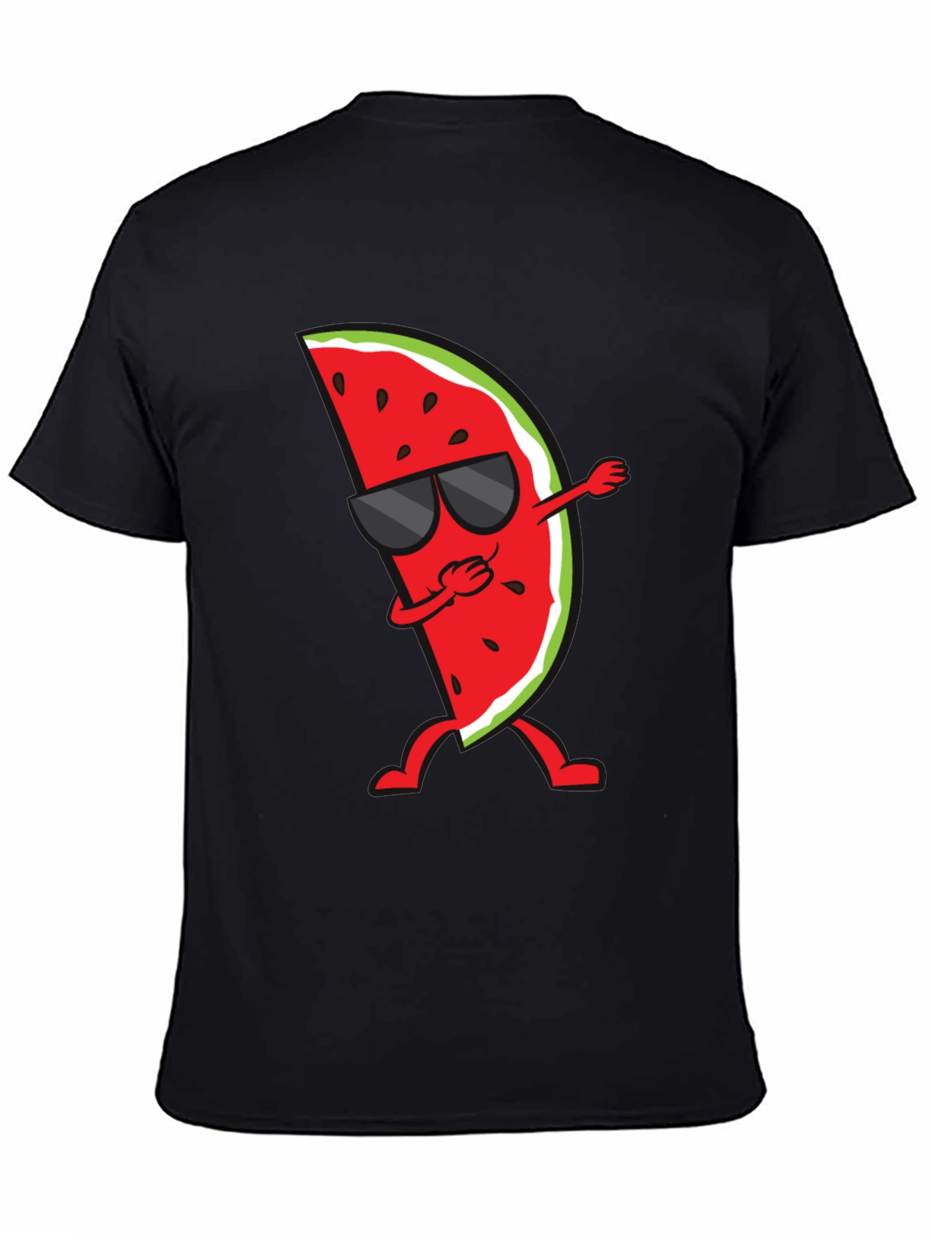Black Dabbing Watermelon Graphic Tee - Summer Fun Shirt view 4
