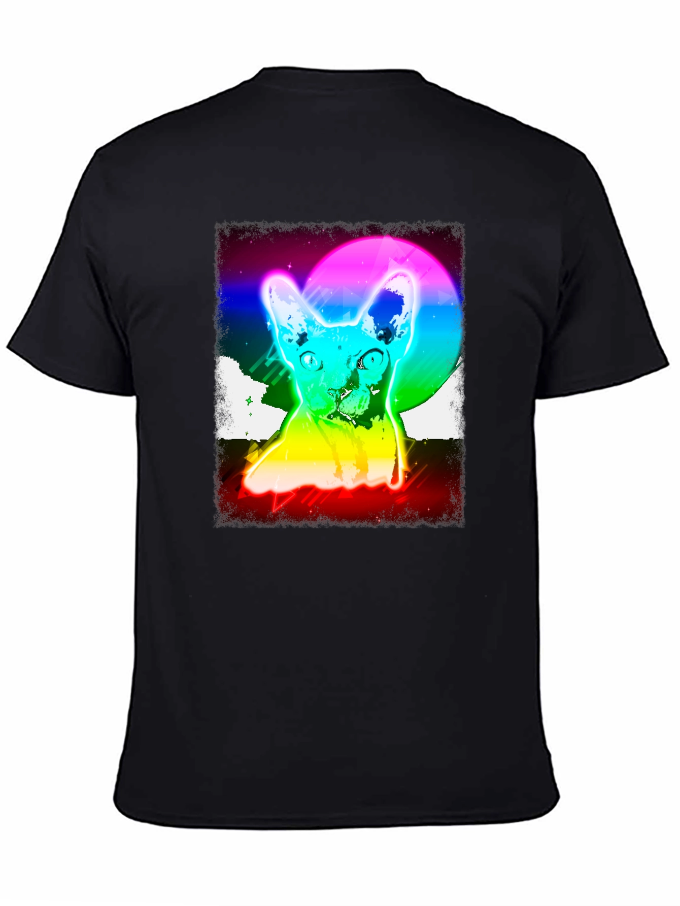 Black Retro Cat Graphic Tee view 4