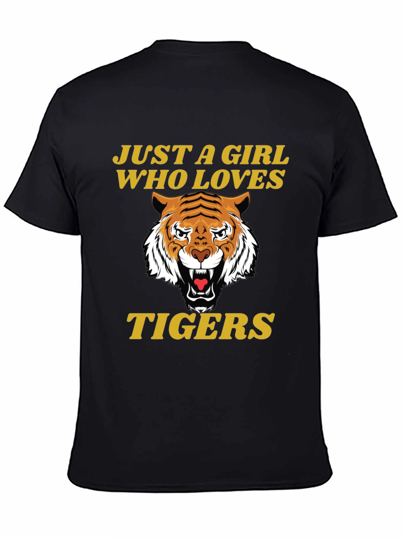 Black Just A Girl Who Loves Tigers T-Shirt view 4