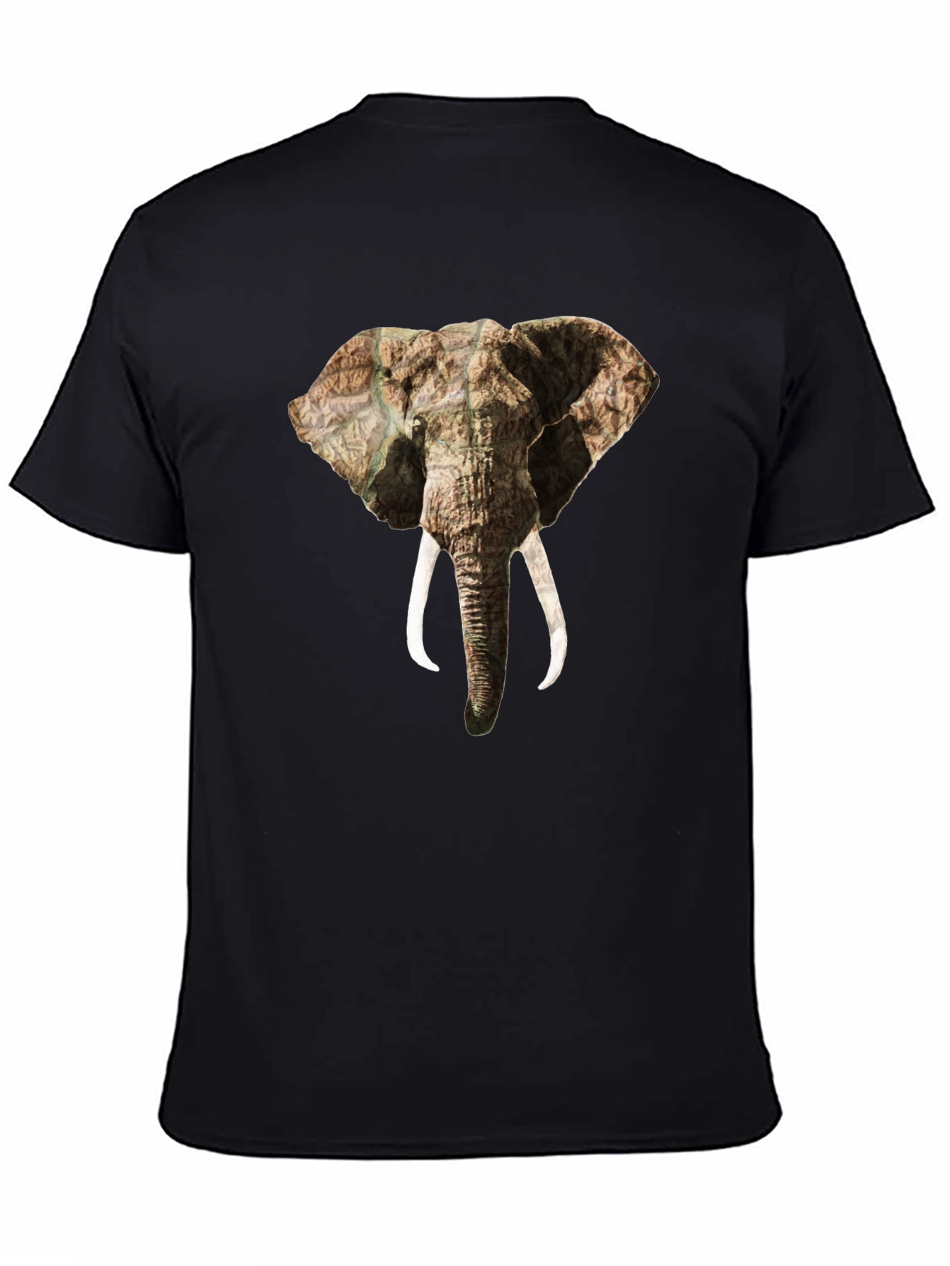 Black Elephant Head Print Black T-Shirt view 4