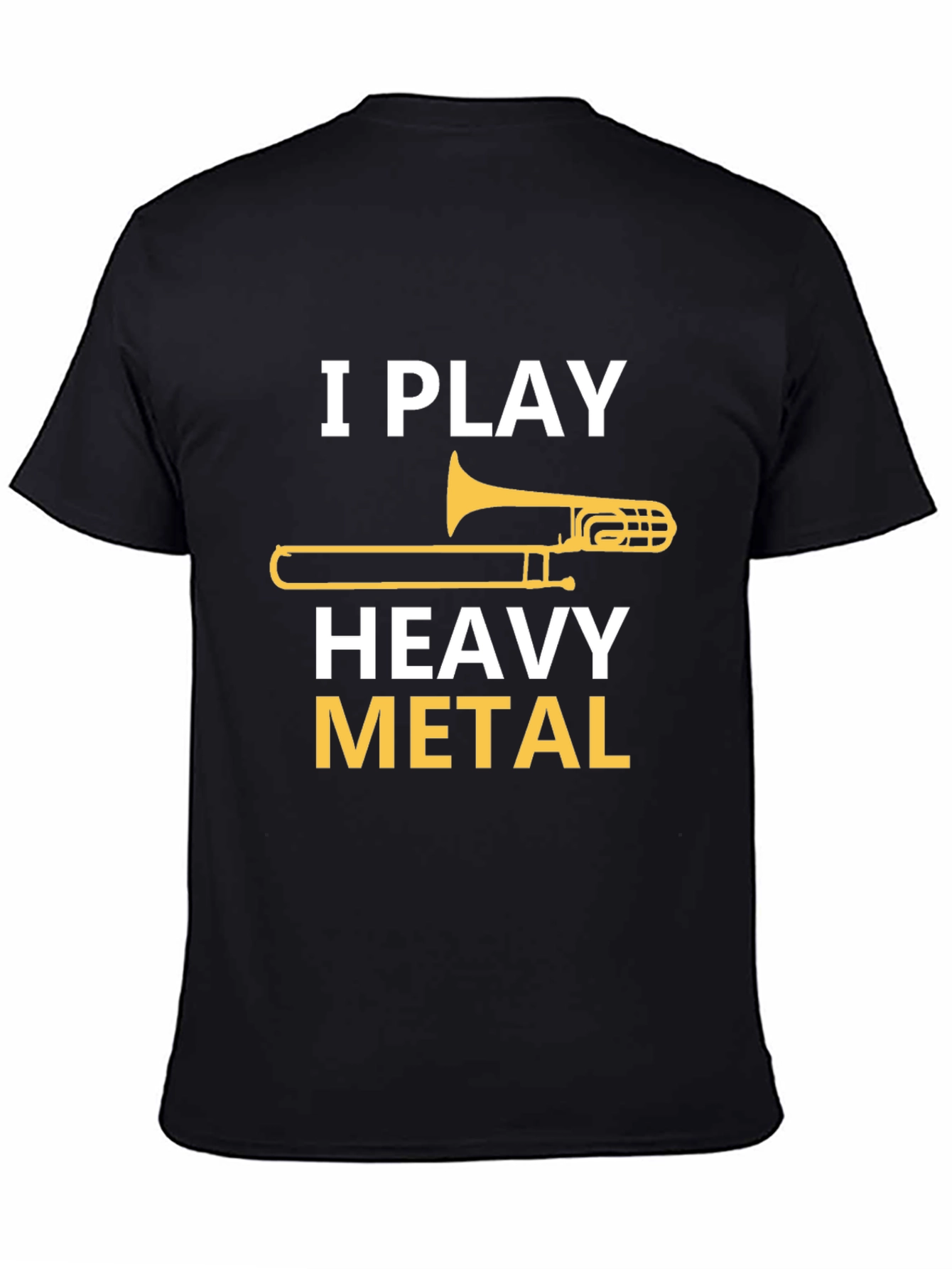 Black I Play Heavy Metal Trombone T-Shirt view 4