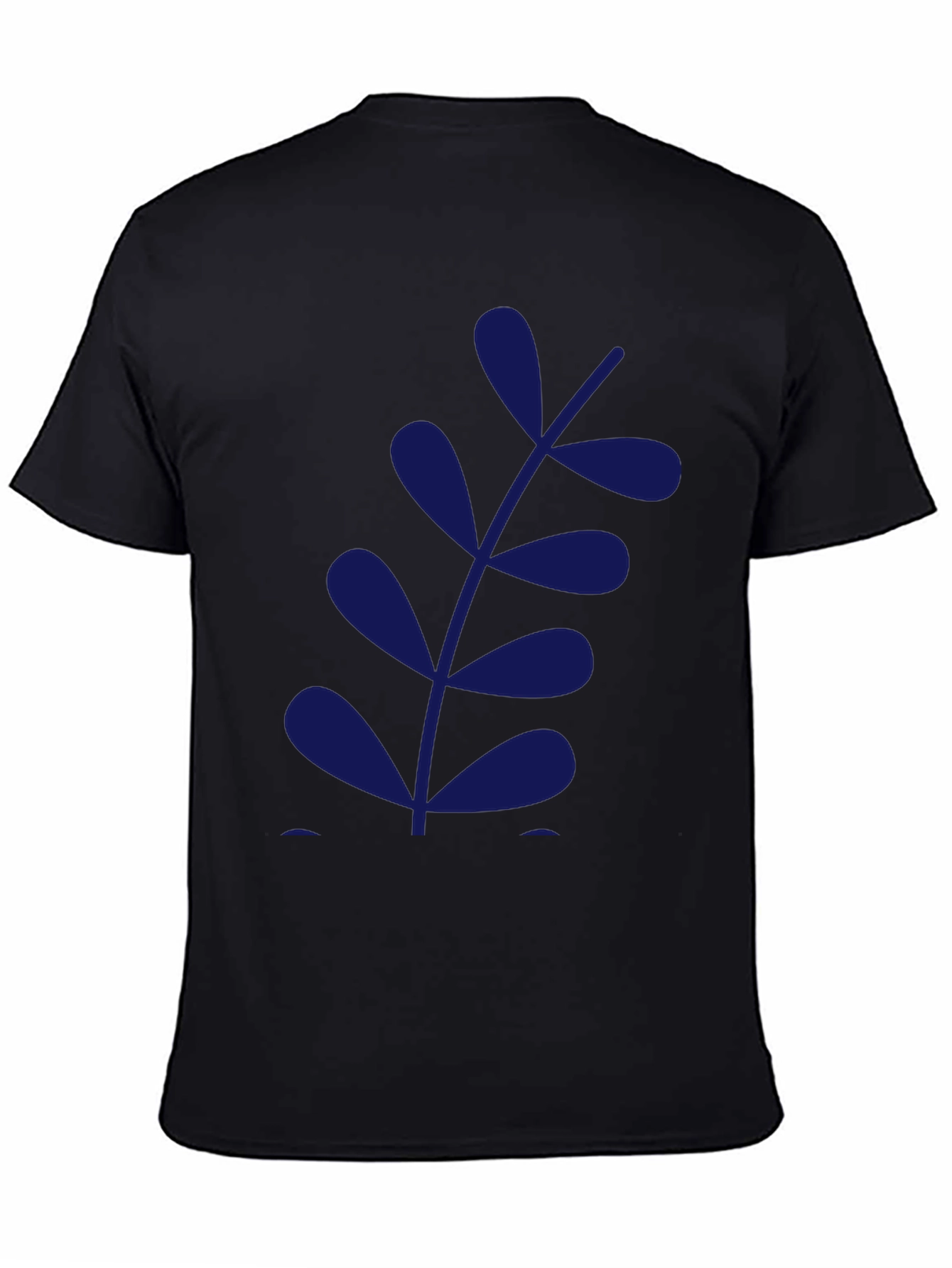 Black Black Tee with Modern Leaf Design view 4