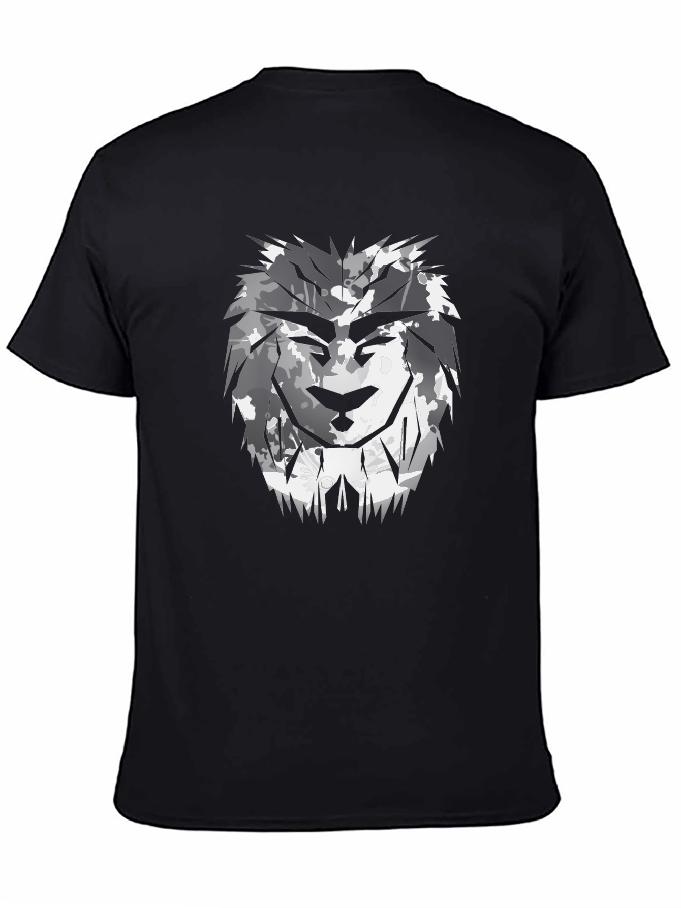 Black Lion Camo Graphic Print Black T-Shirt view 4