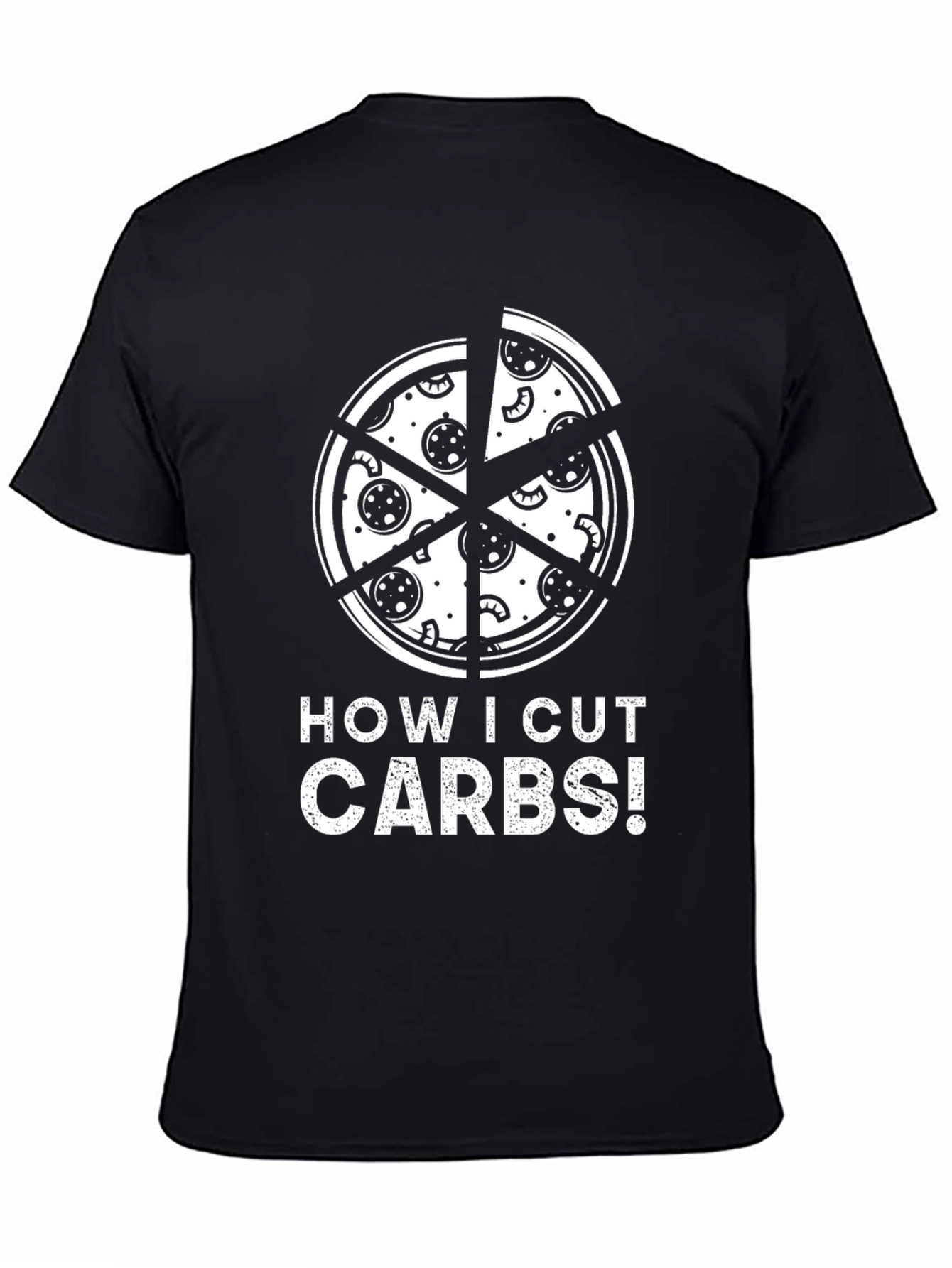 Black How I Cut Carbs Pizza Graphic T-Shirt view 4