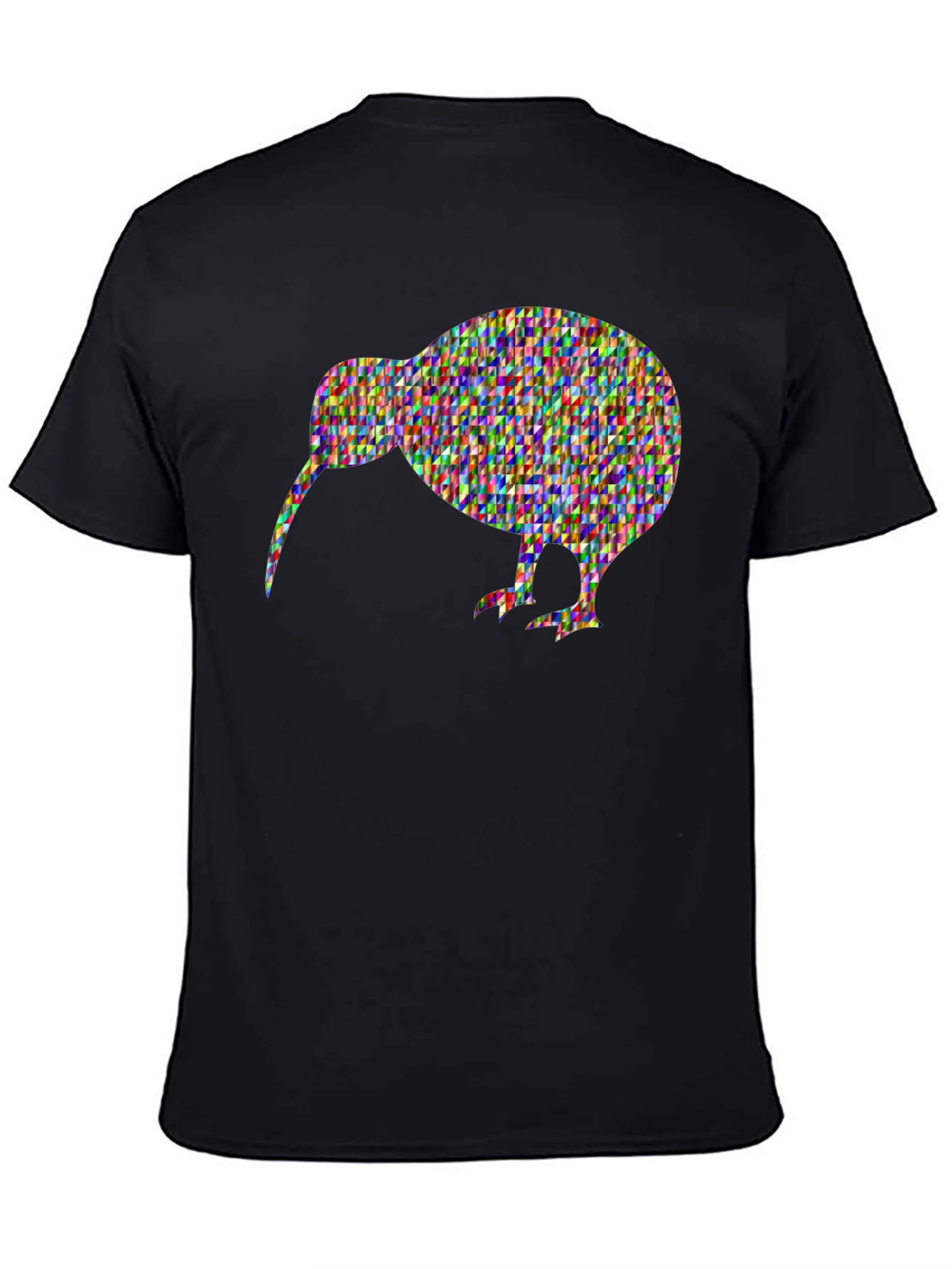Black Kiwi Bird Mosaic Graphic Tee - Unique Black T-Shirt view 4
