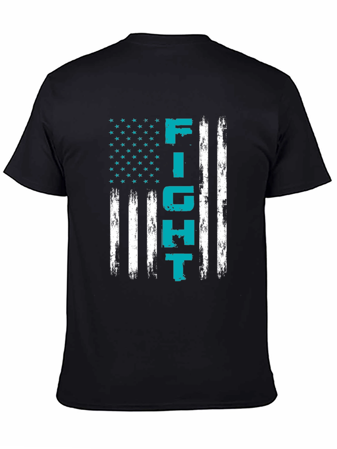Black Fight American Flag Black T-Shirt view 4