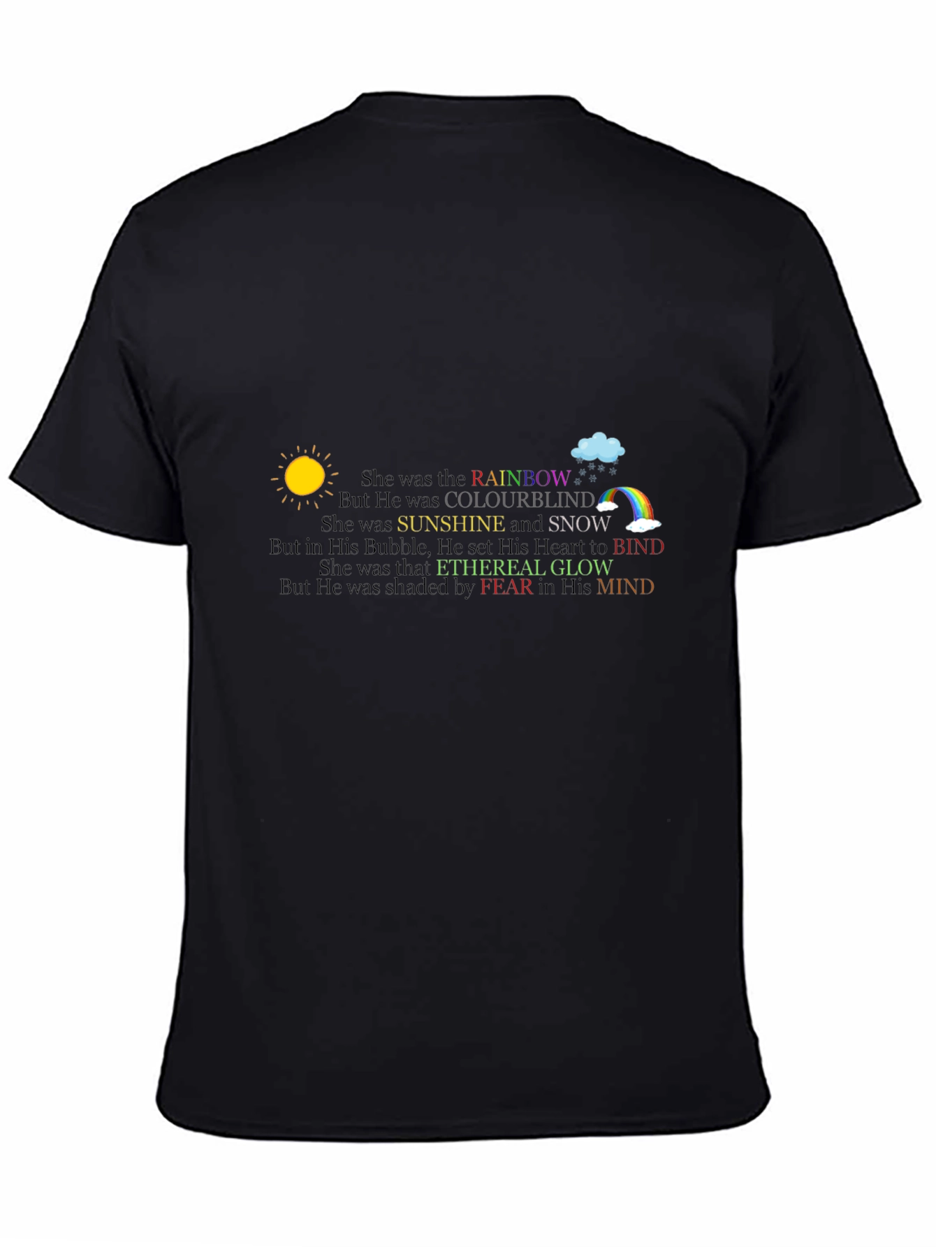Black Rainbow Colourblind Graphic T-Shirt view 4