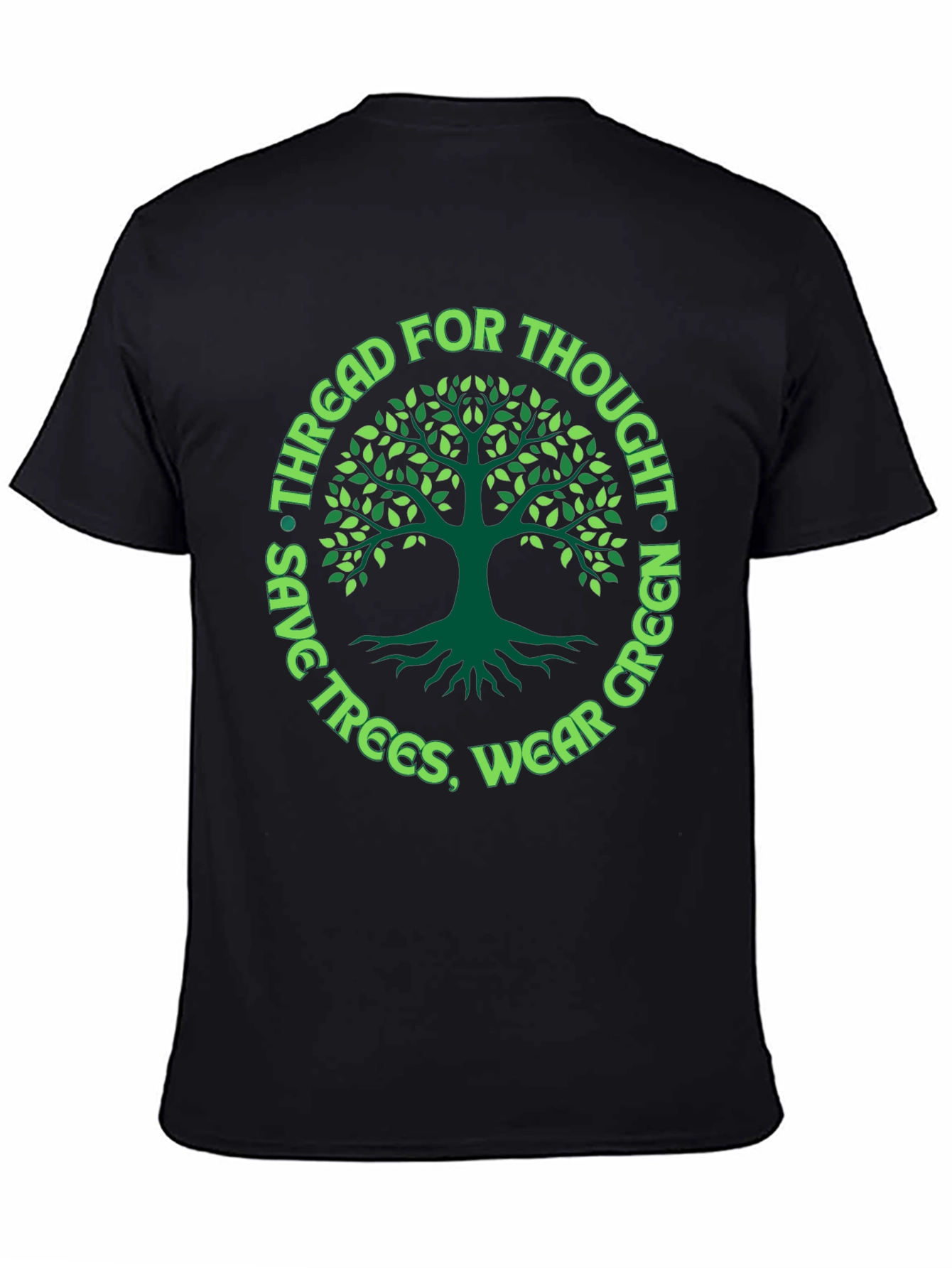 Black Eco-Friendly Tree Graphic Tee - Save Trees, Wear Green! view 4