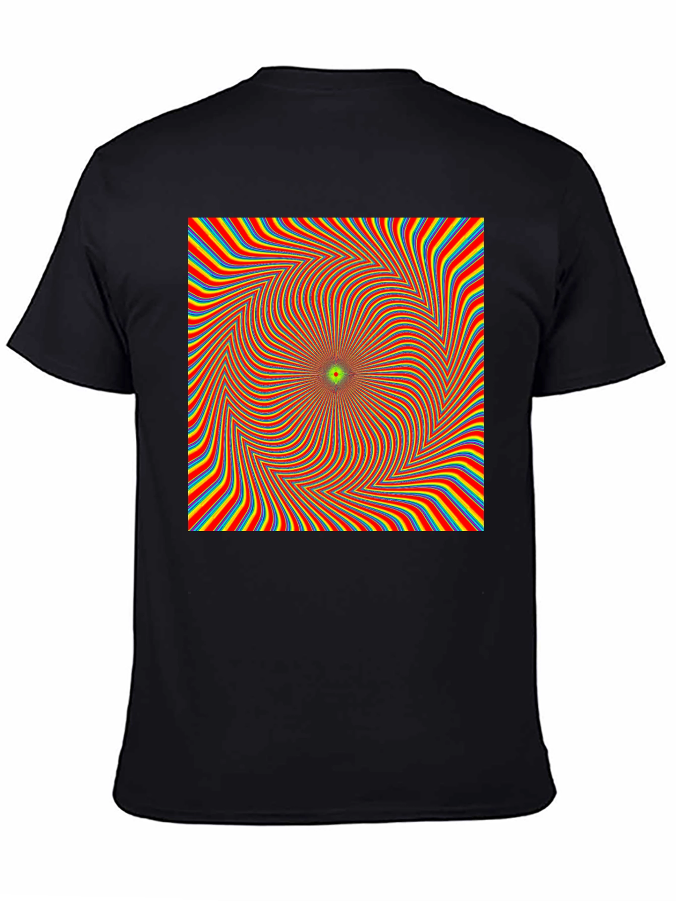 Black Optical Illusion T-Shirt - Black Crew Neck Tee view 4