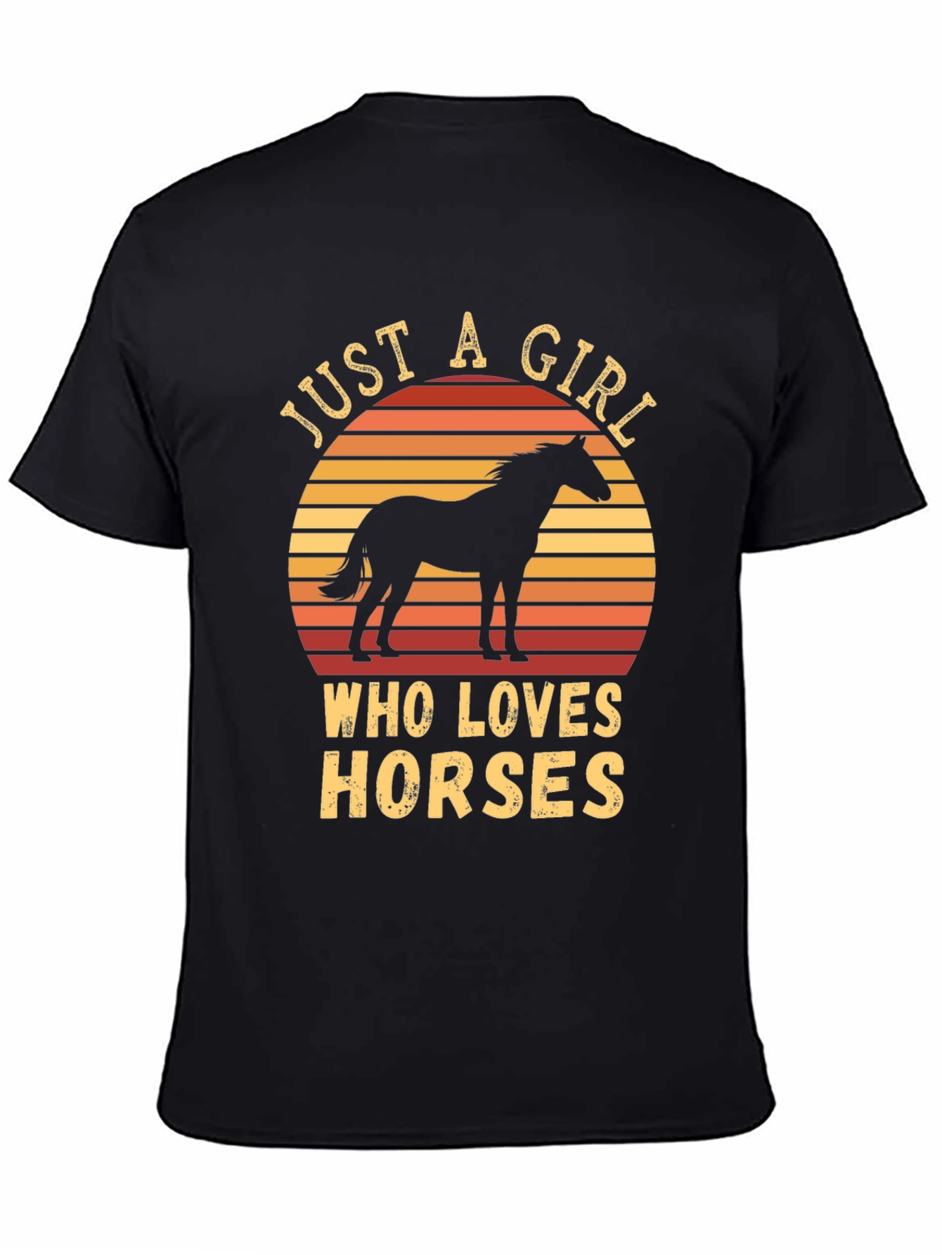 Black Just A Girl Who Loves Horses T-Shirt view 4