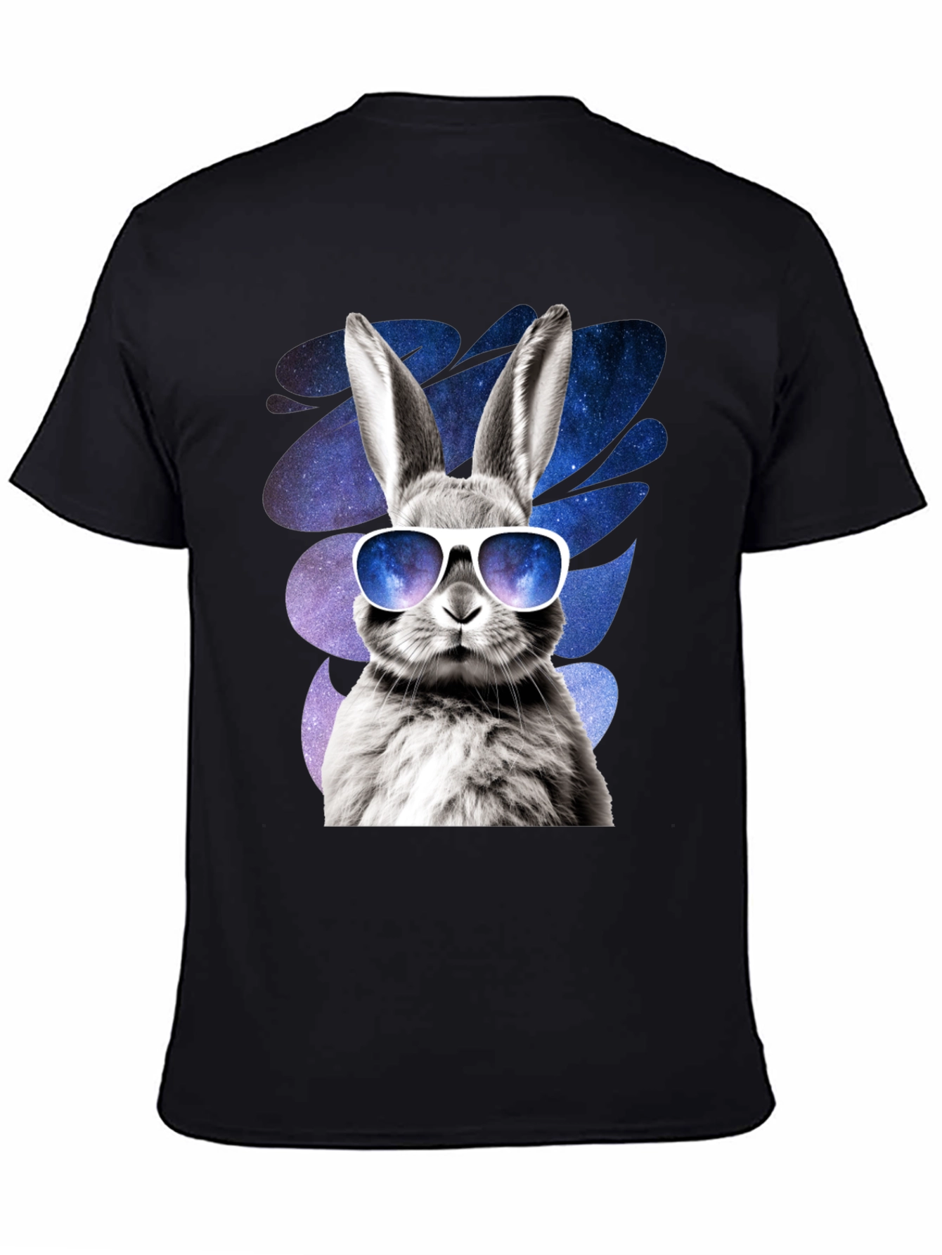 Black Cool Rabbit Graphic Tee - Galaxy Shades Design view 4