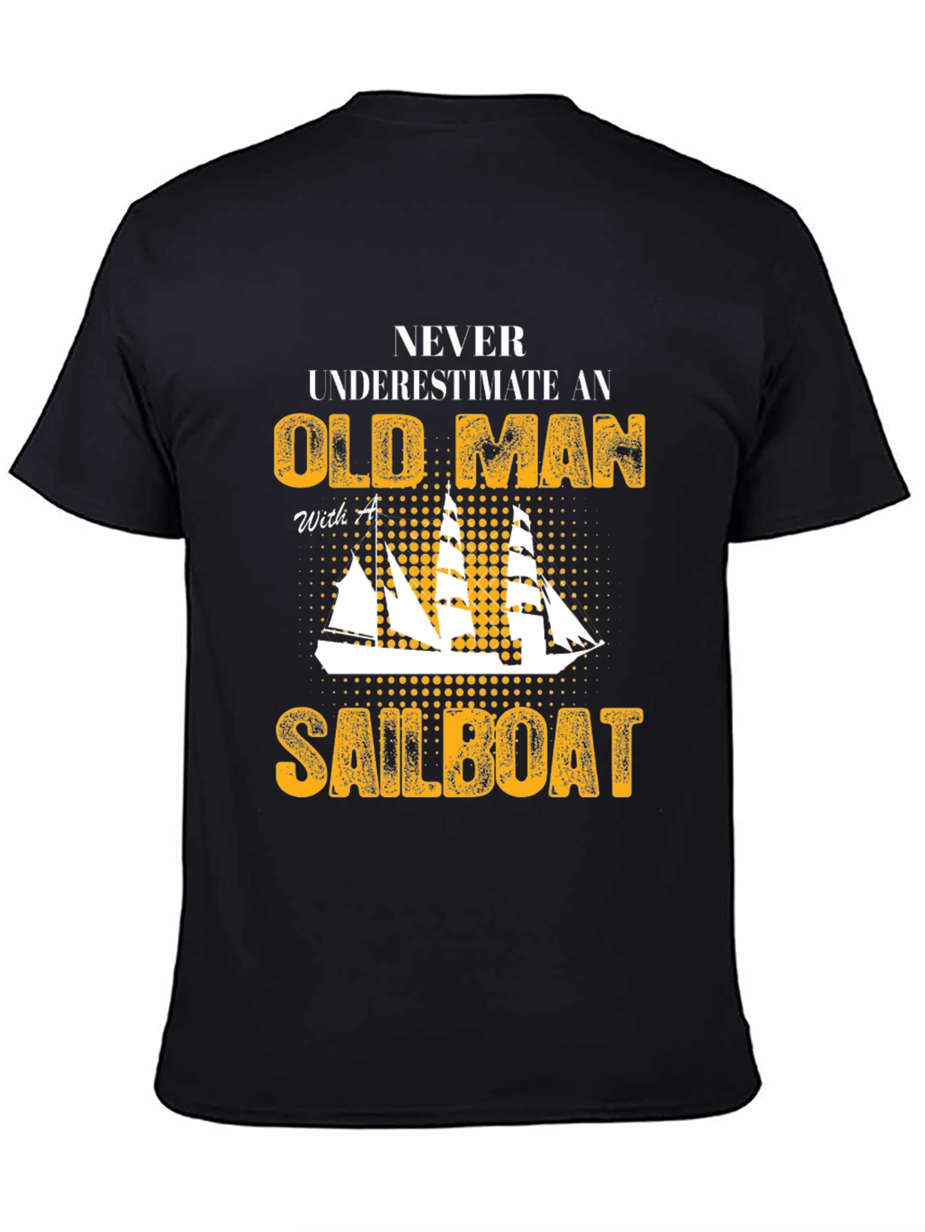Black Old Man Sailboat Graphic Tee view 4