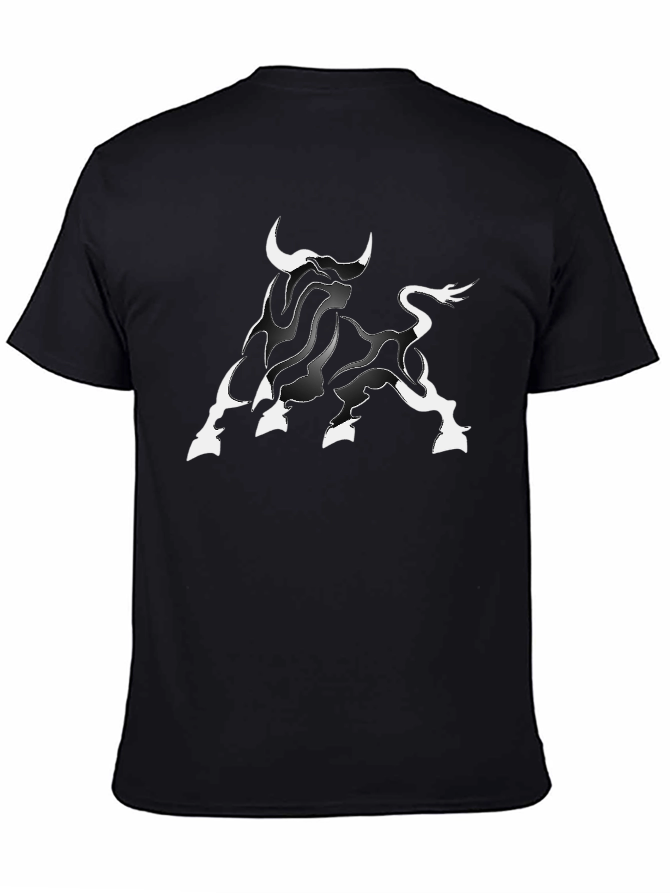 Black Black Graphic Tee - Stylish Bull Design view 4