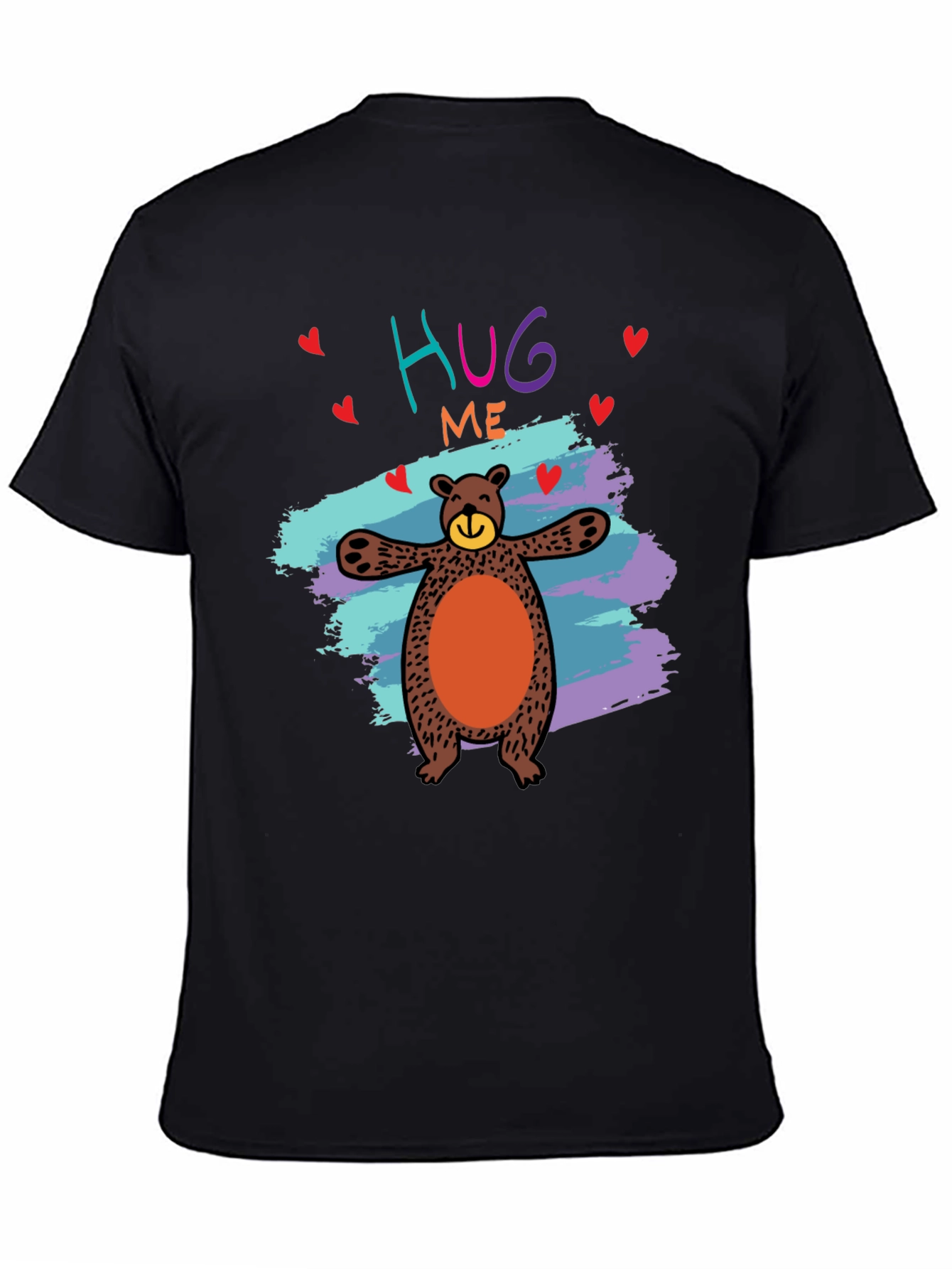 Black Hug Me Bear Graphic Tee - Cute & Comfy view 4