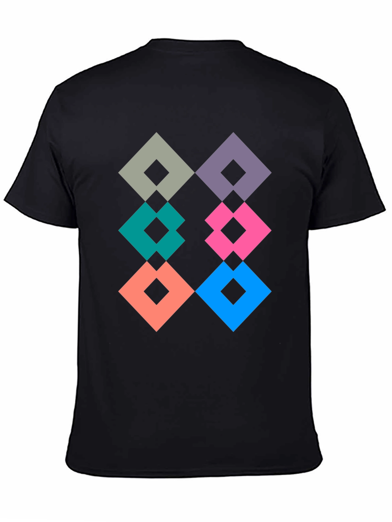 Black Geometric Diamond Pattern Tee - Modern Graphic Print view 4