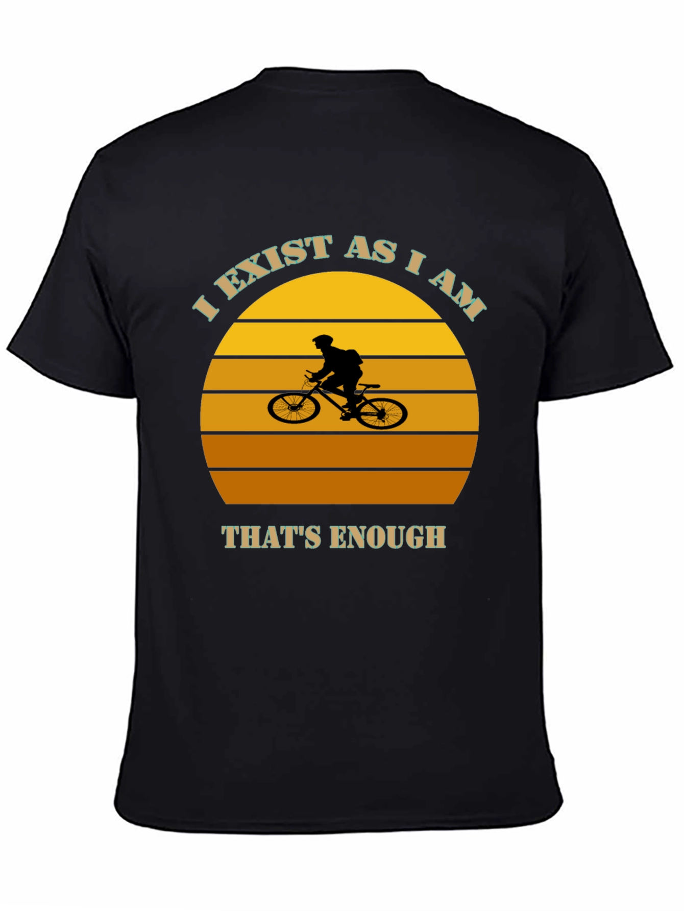 Black I Exist As I Am Mountain Biker Graphic Tee view 4