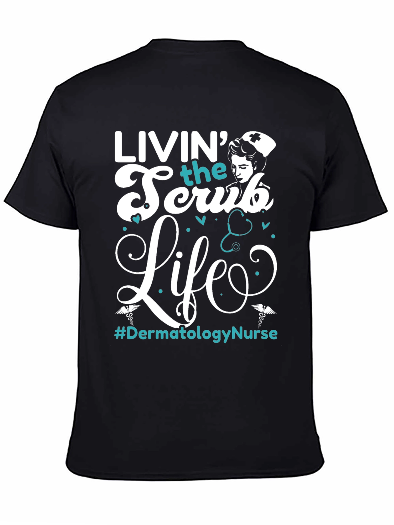 Black Livin' the Scrub Life Nurse T-Shirt view 4