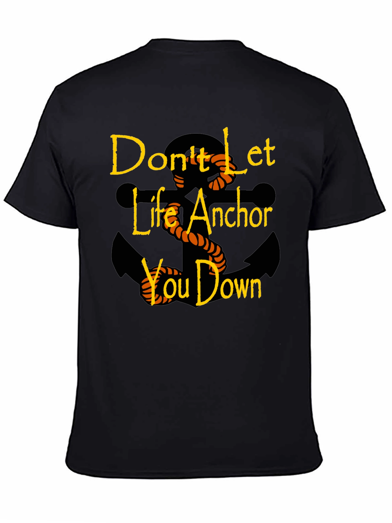 Black Motivational Anchor Graphic Black T-Shirt view 4