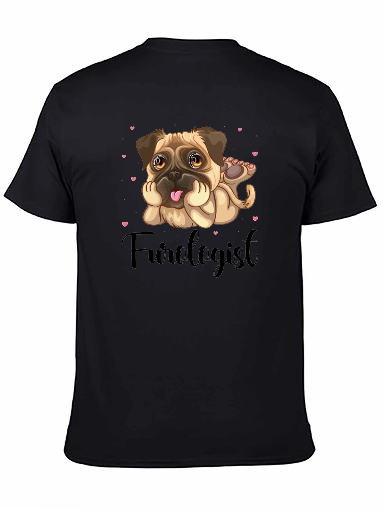 Black Furologist Pug T-Shirt view 4