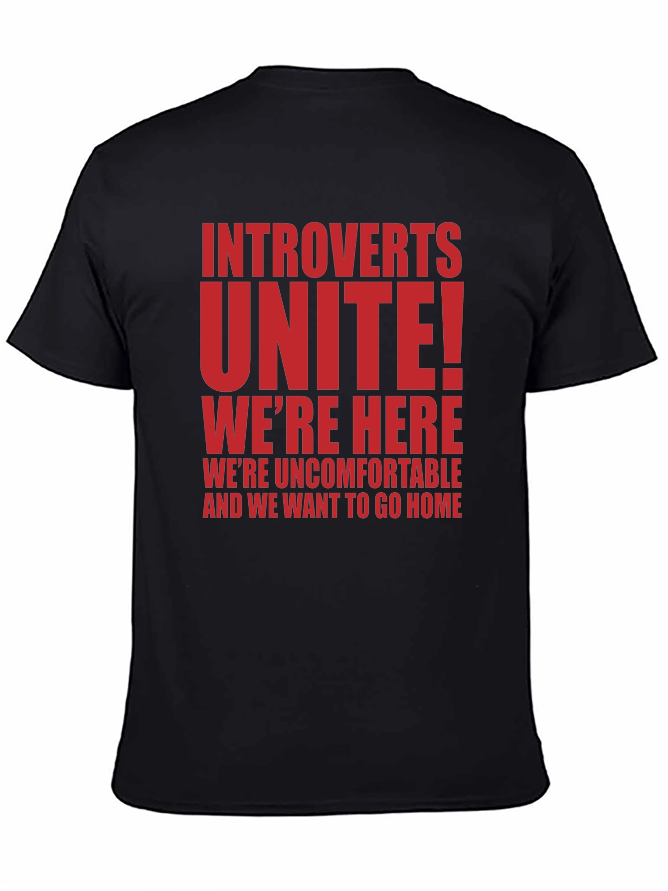 Black Introverts Unite T-Shirt - Funny Slogan Tee view 4