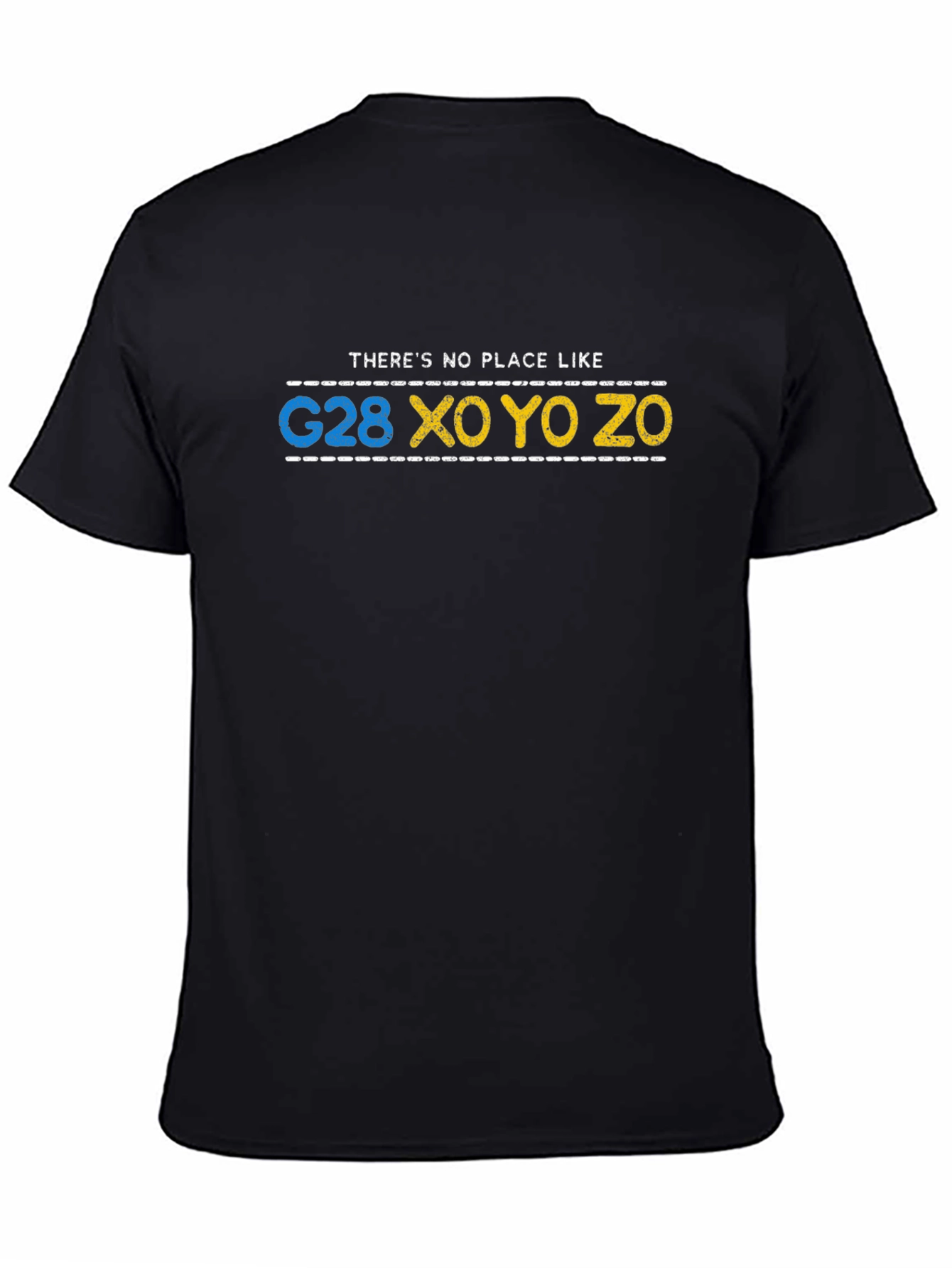 Black G28 XO YO ZO T-Shirt - Funny Geography Tee view 4
