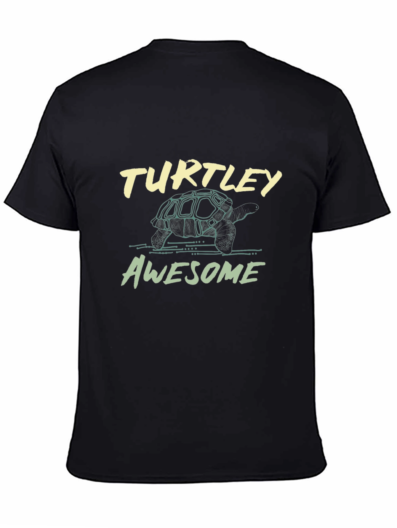 Black Turtle Graphic Tee - "Turtley Awesome" Black T-Shirt view 4