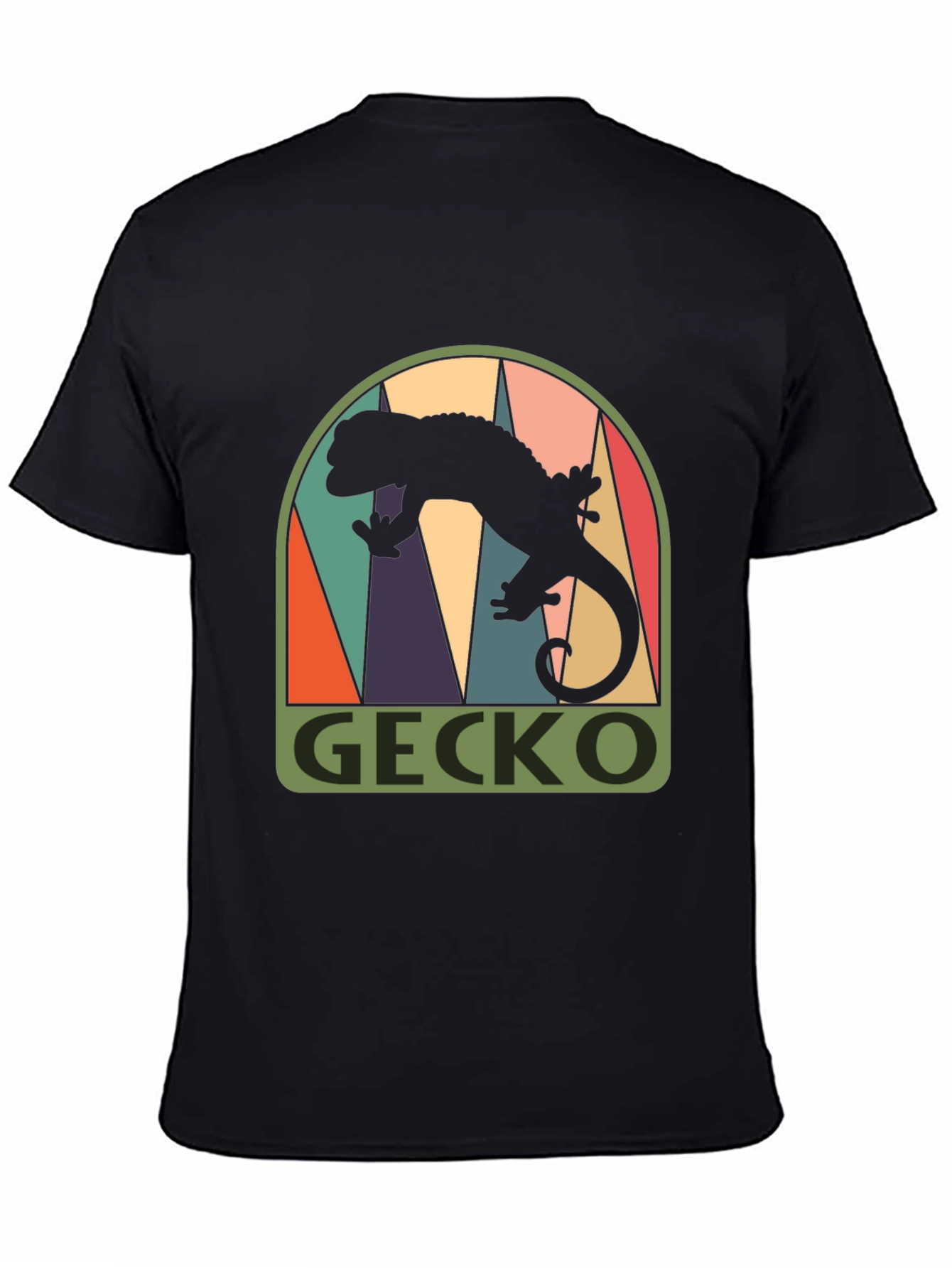 Black Retro Gecko Graphic Tee - Cool Black T-Shirt view 4