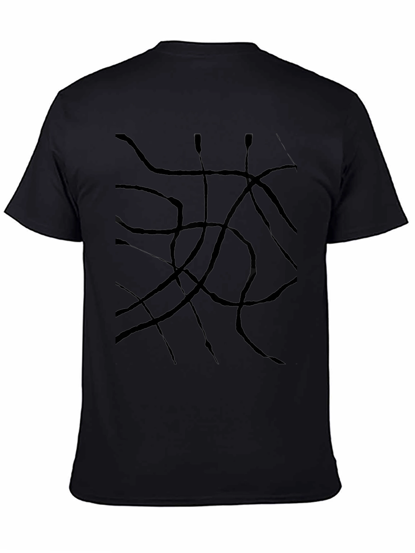 Abstract Line Art Black T-Shirt - 4