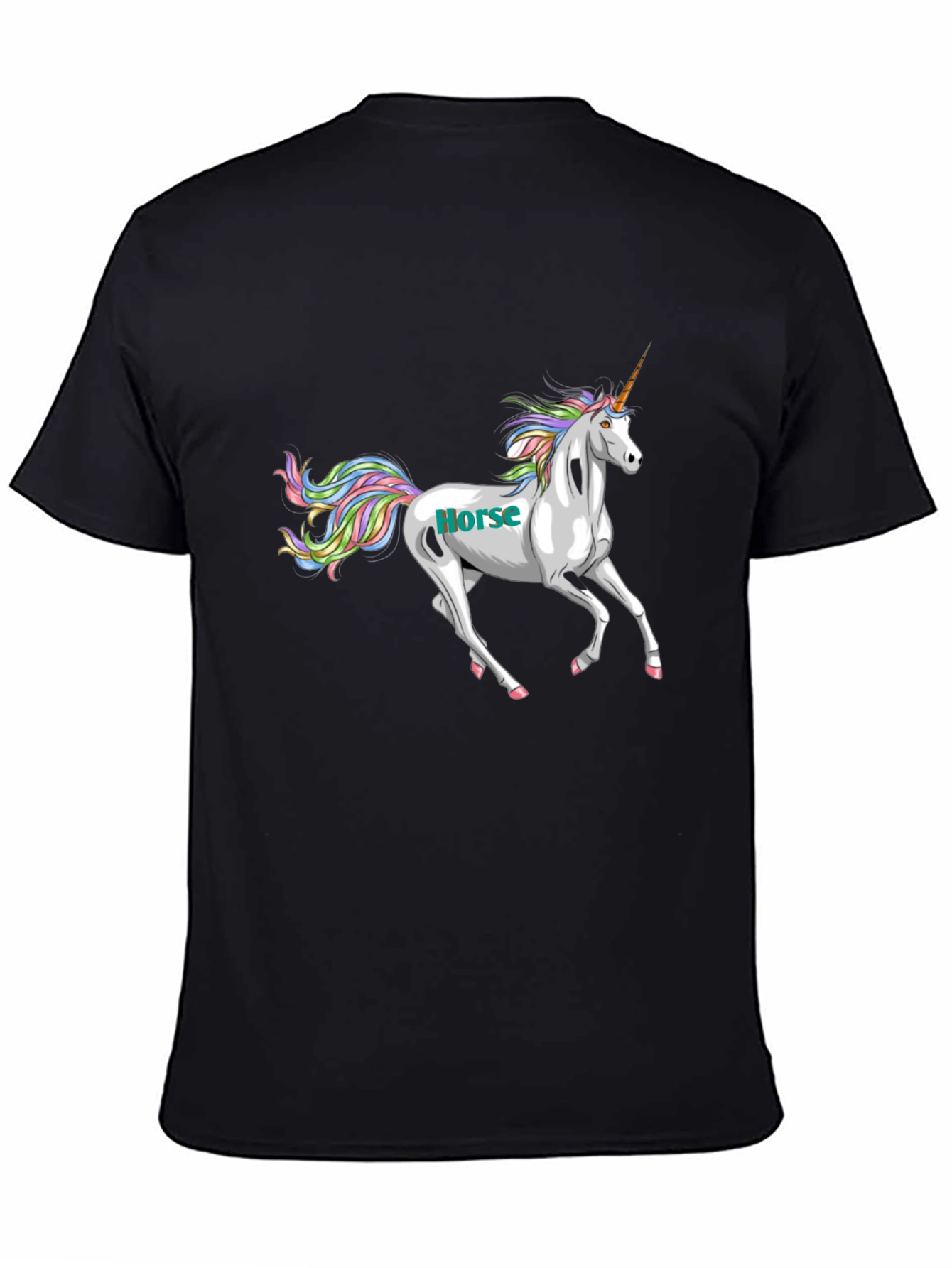 Black Unicorn Horse Graphic Print Black T-Shirt view 4