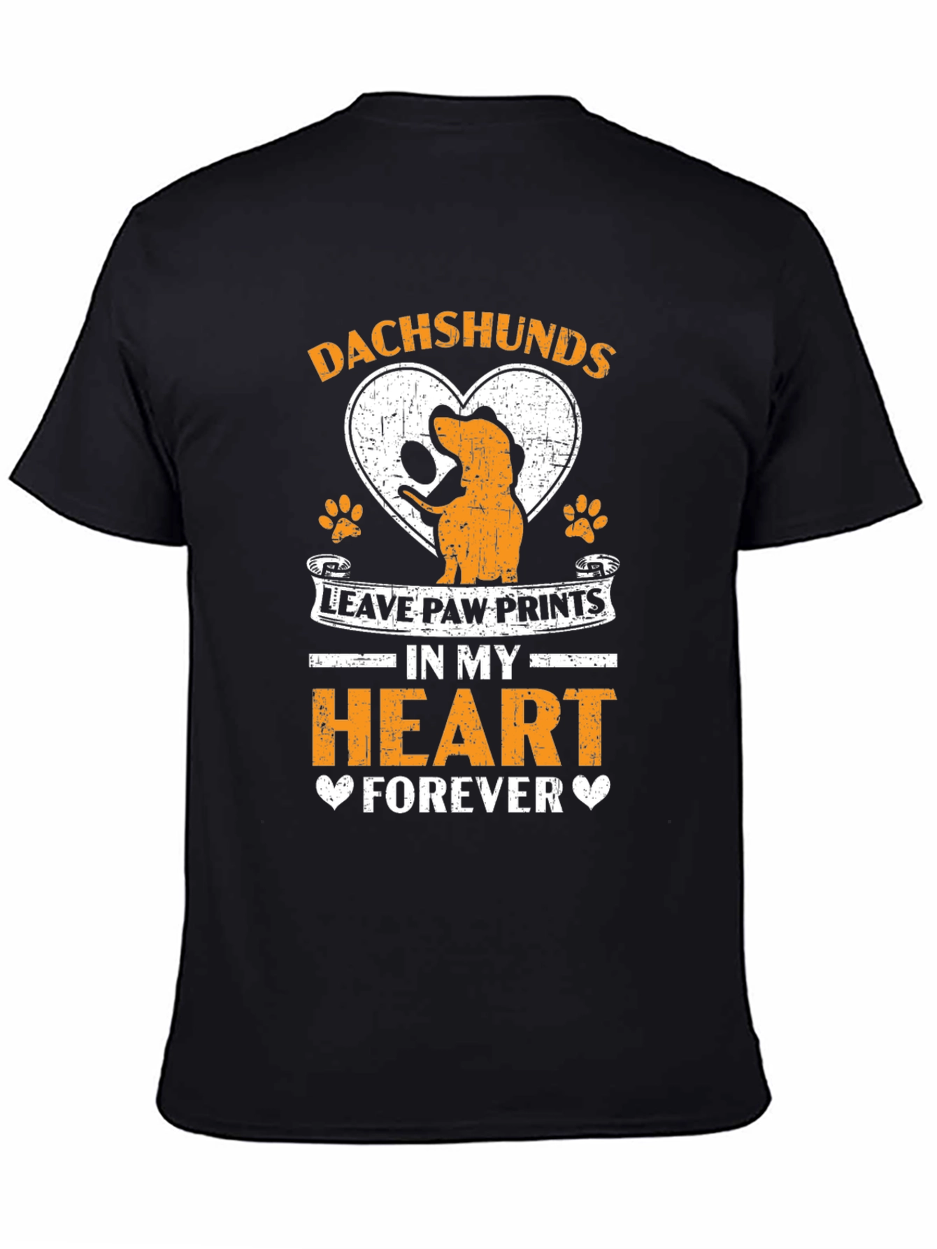 Black Dachshunds Leave Paw Prints Heart T-Shirt view 4