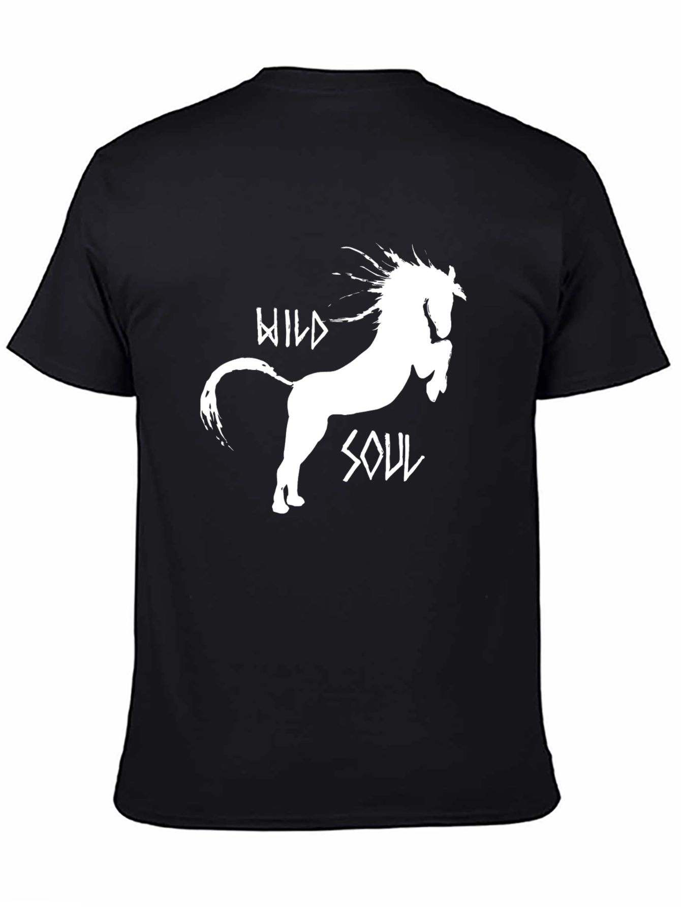 Black Wild Soul Horse Graphic Tee - Black Cotton T-Shirt view 4