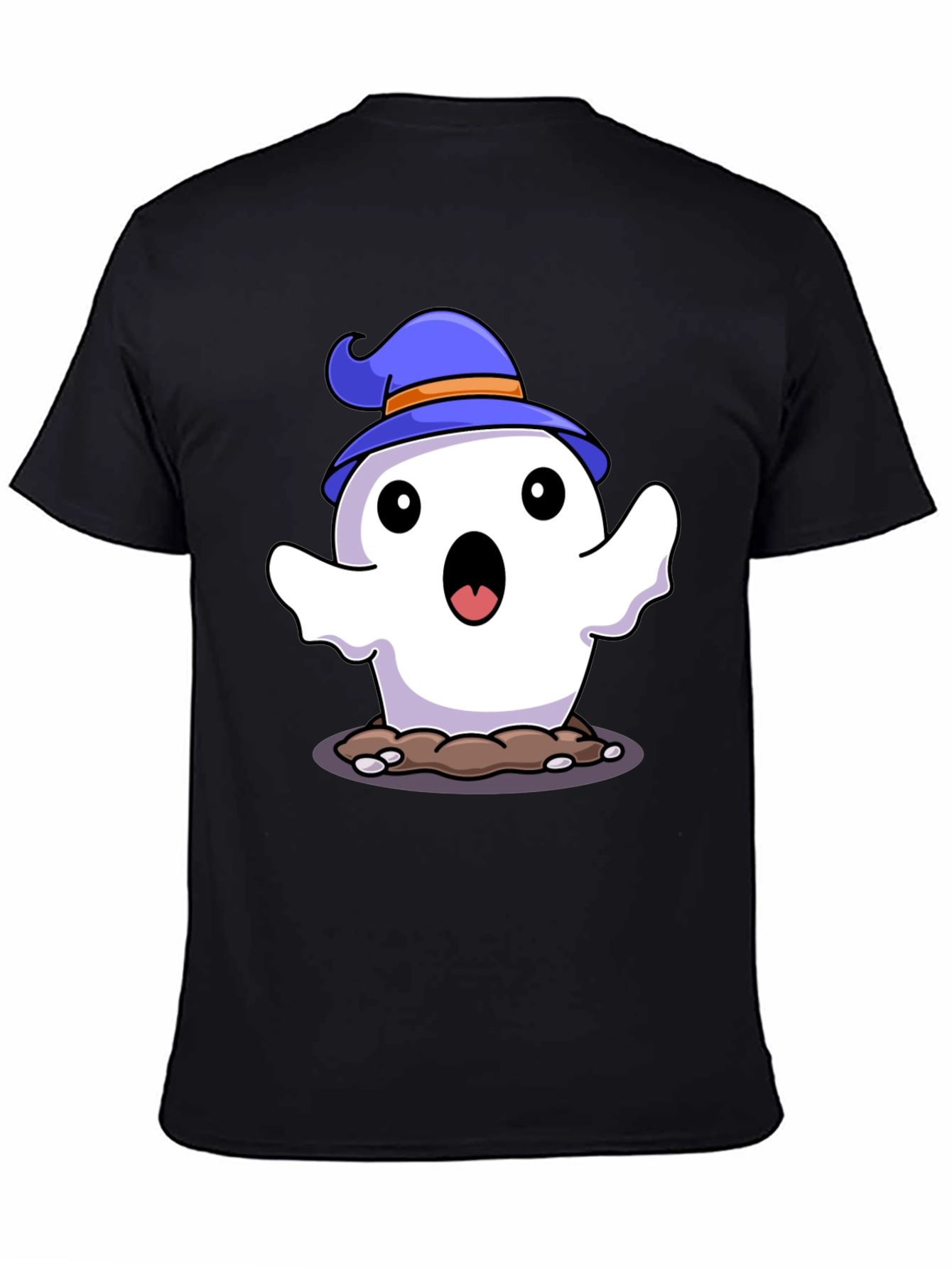 Black Halloween Ghost T-Shirt - Spooky Cute! view 4