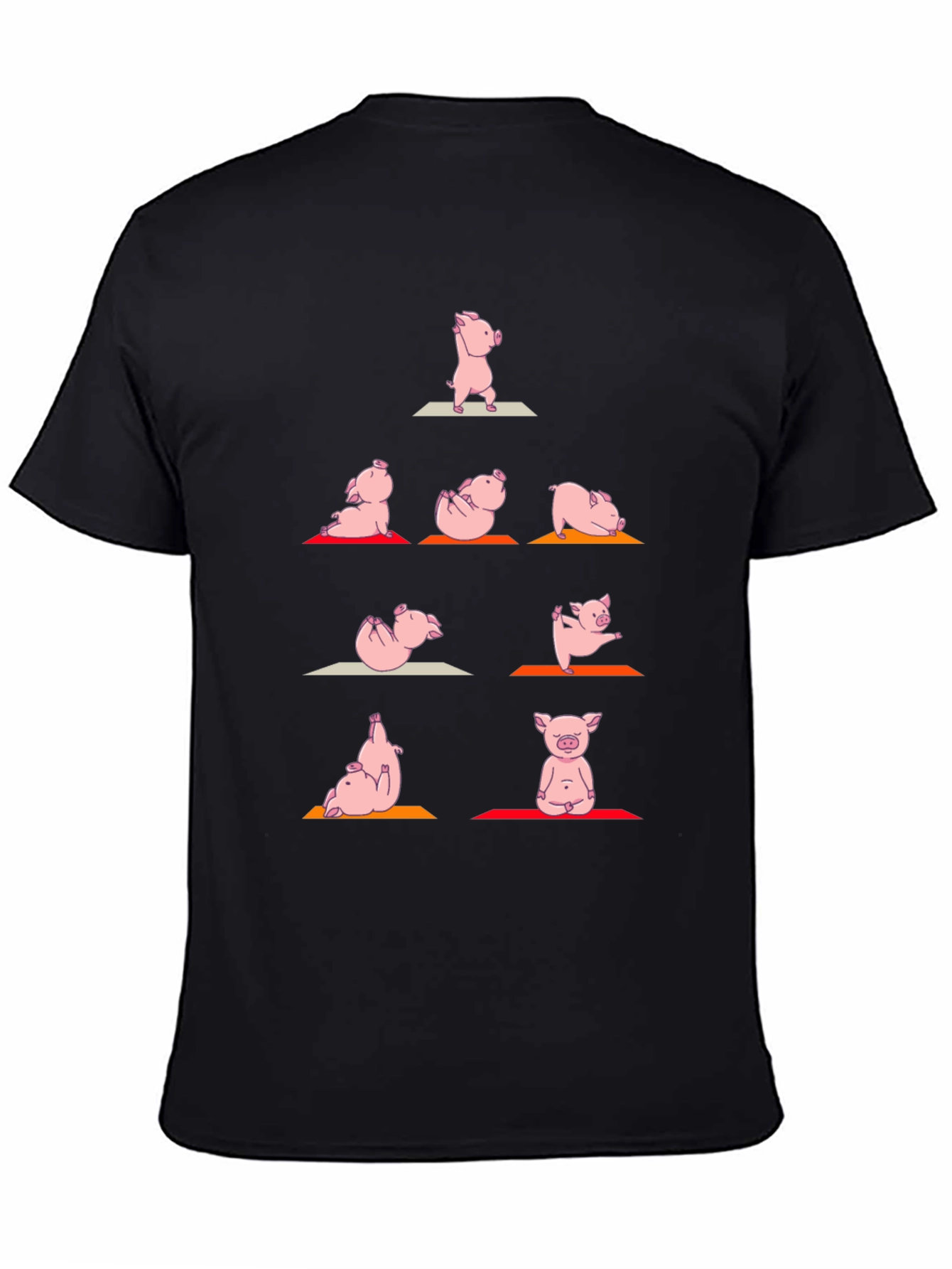 Black Yoga Pig T-Shirt: Funny Animal Graphic Tee view 4