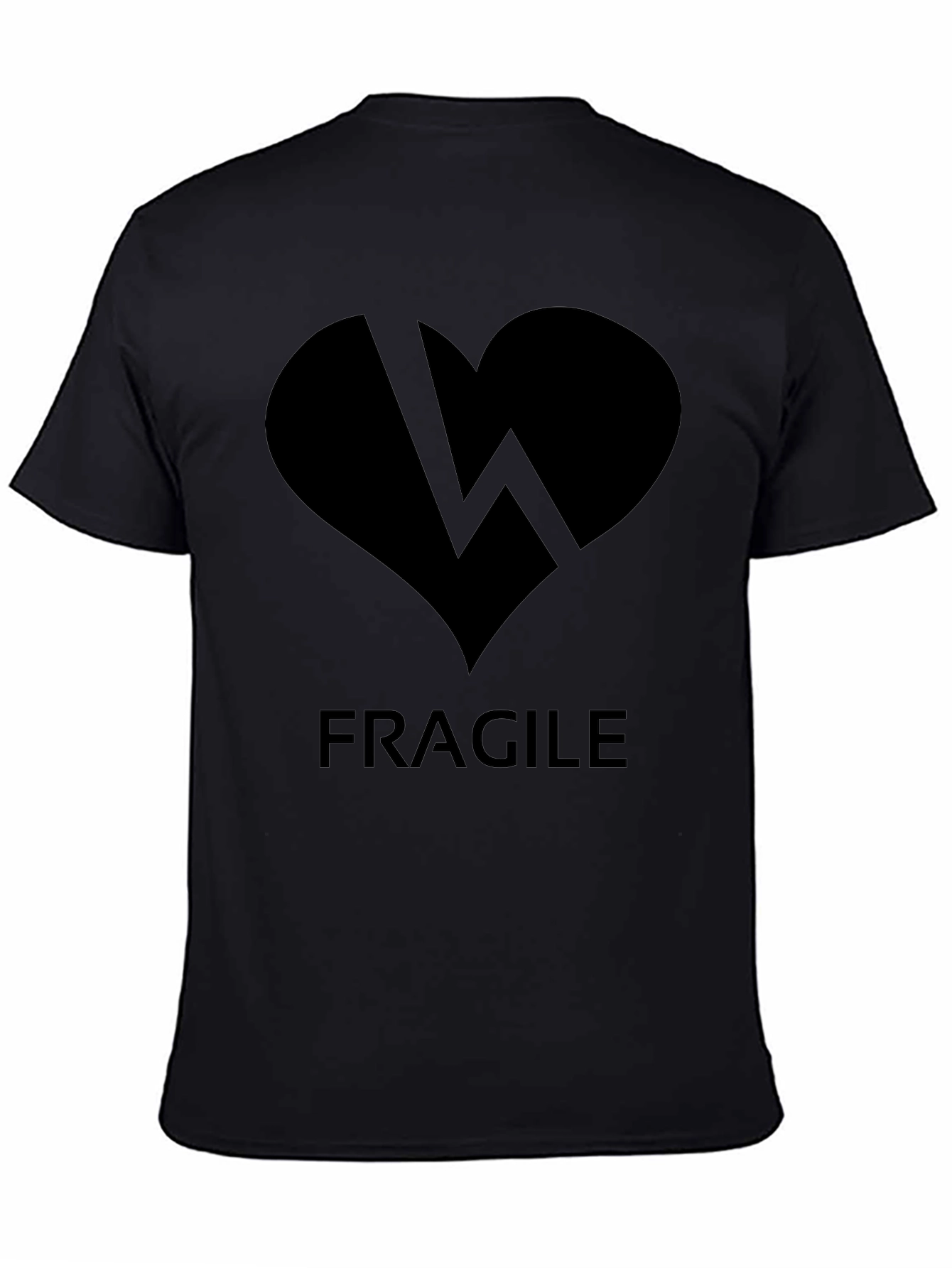 Black Fragile Heart Graphic Tee - Black Crew Neck Shirt view 4