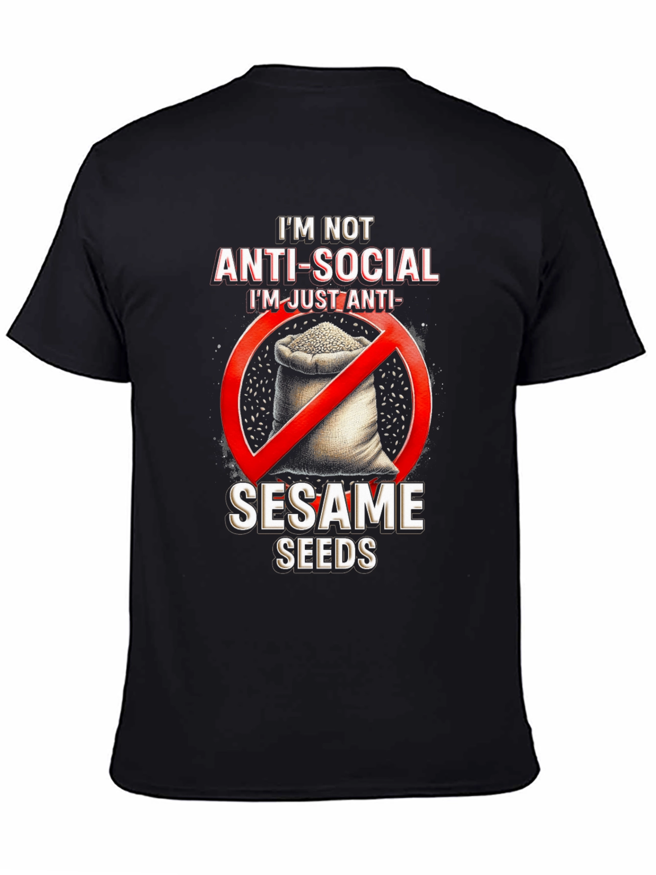 Black Anti-Sesame Seeds Graphic T-Shirt view 4