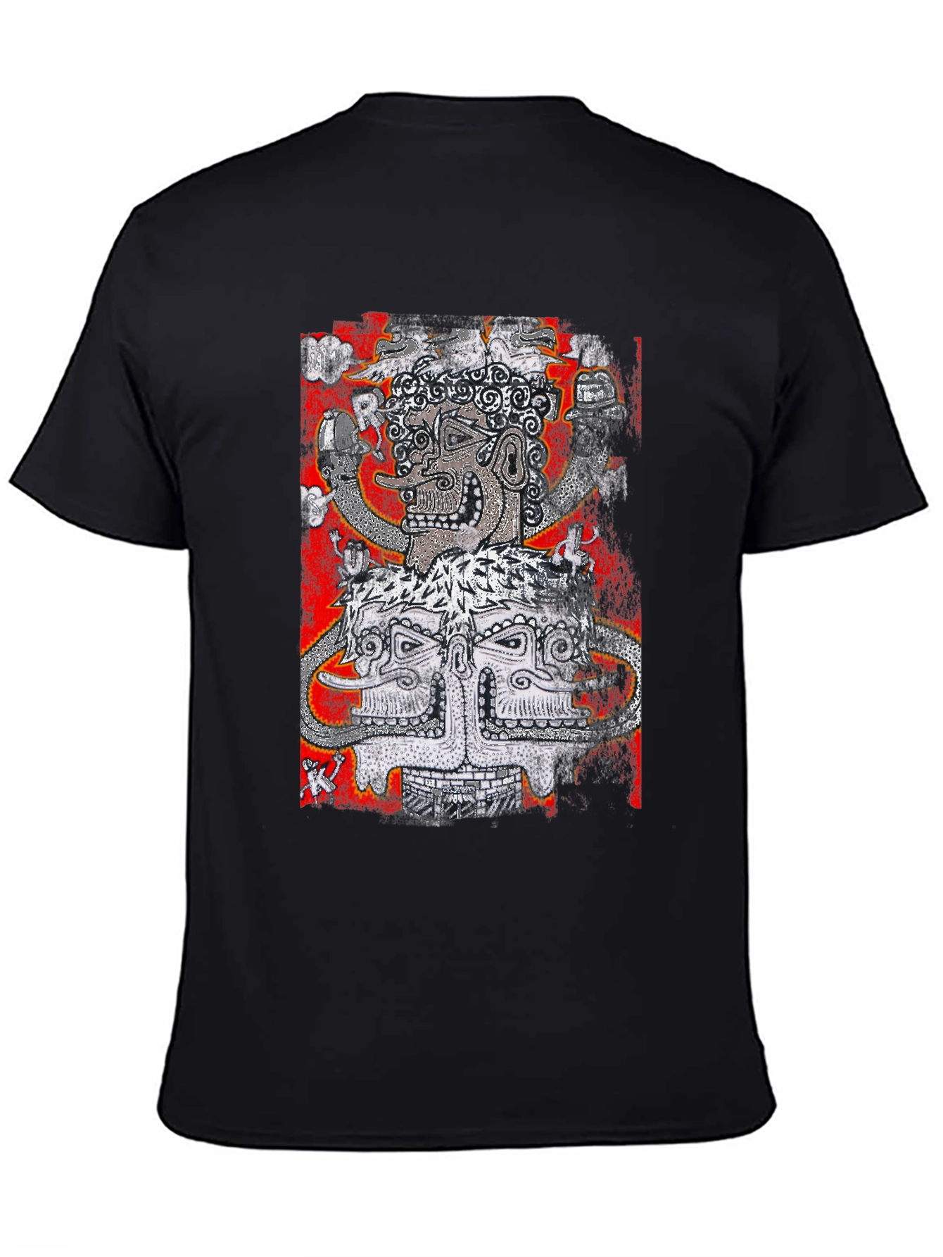 Black Unique Graphic Print Black T-Shirt view 4