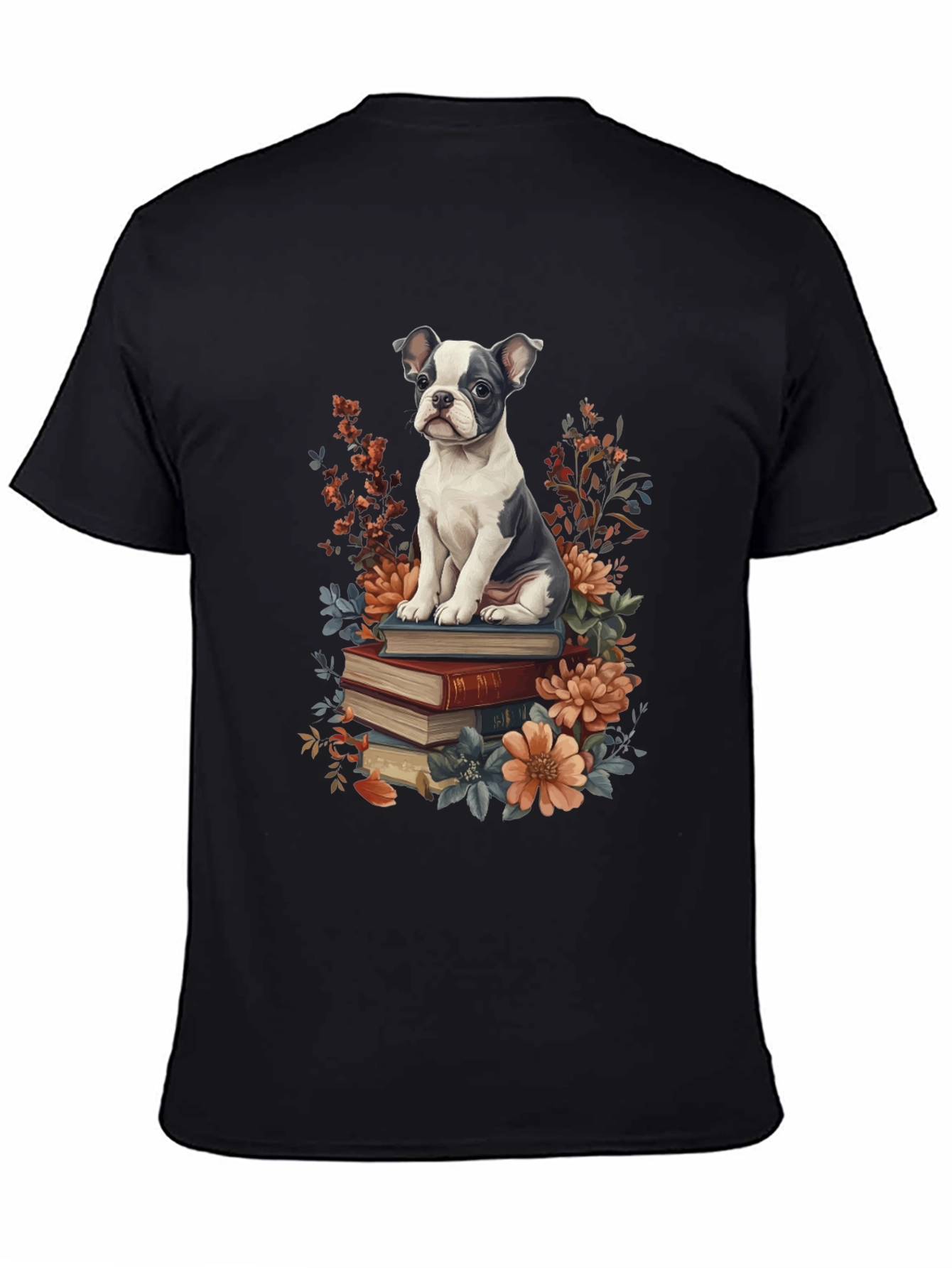 Black Dog on Books Graphic Tee view 4
