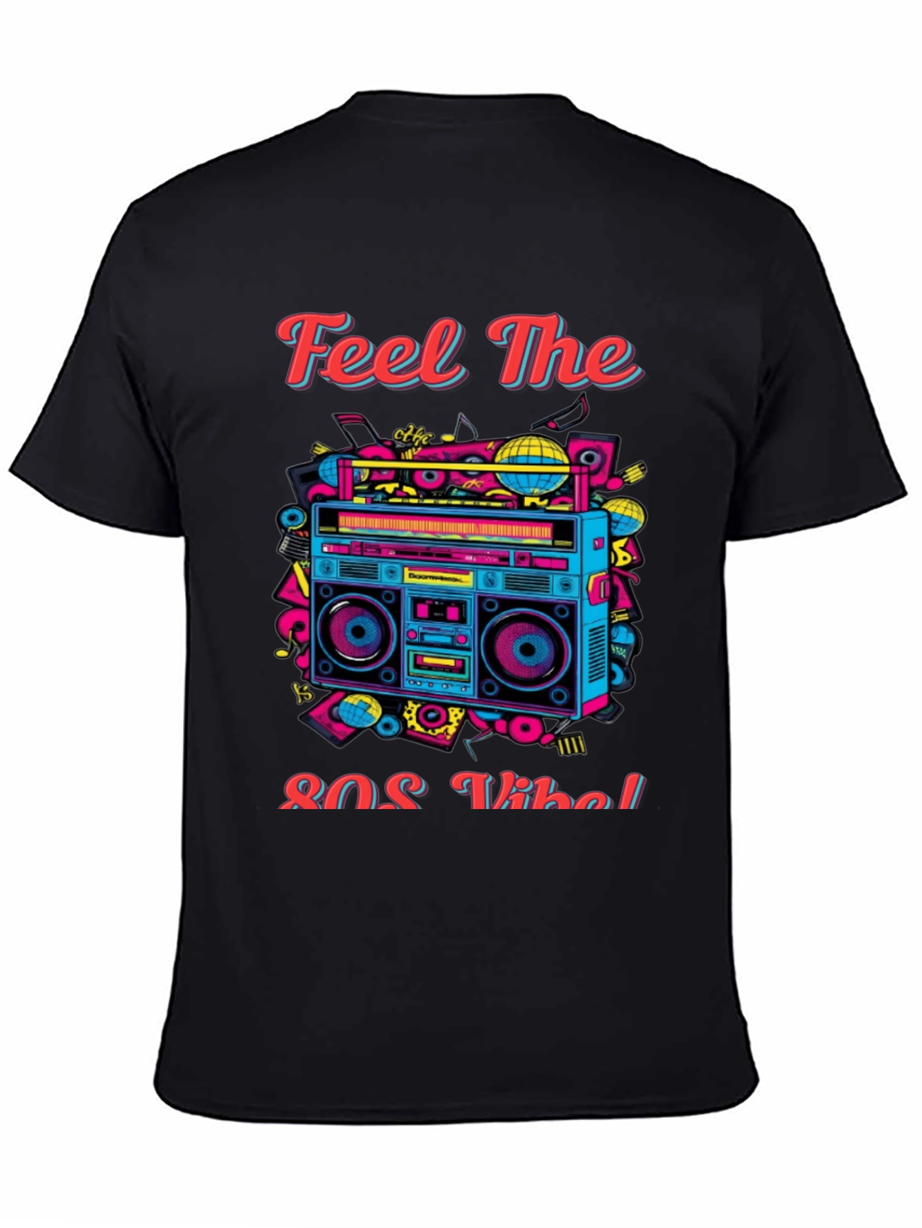 Black Retro 80s Vibe Graphic Tee view 4