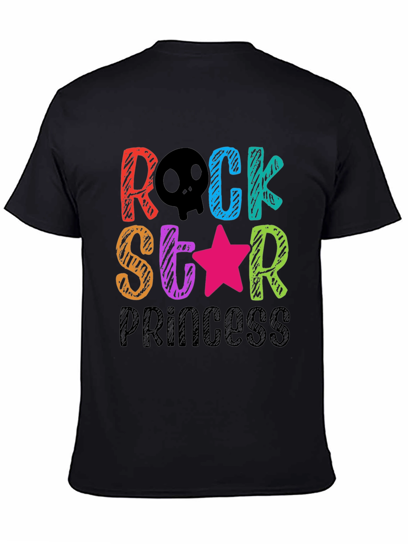 Black Rock Star Princess T-Shirt - Fun Colorful Design view 4