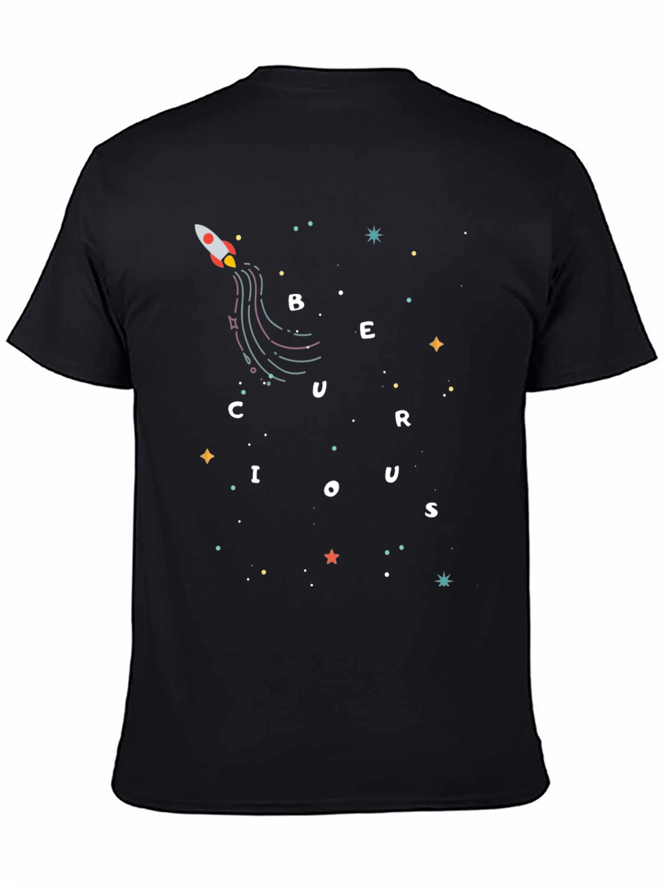 Black Curious Rocket Black Graphic Tee view 4