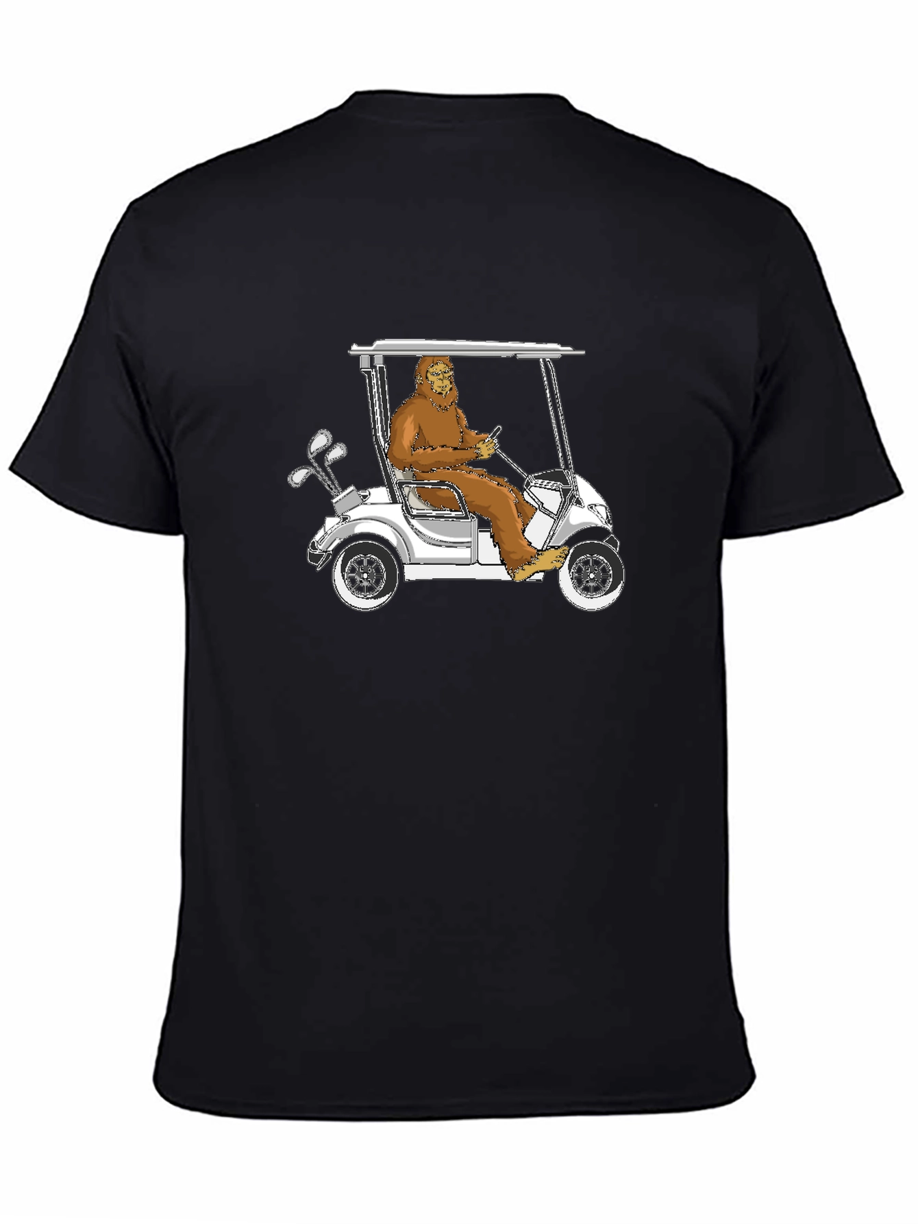 Black Bigfoot Golfing T-Shirt - Hilarious Sasquatch Tee view 4