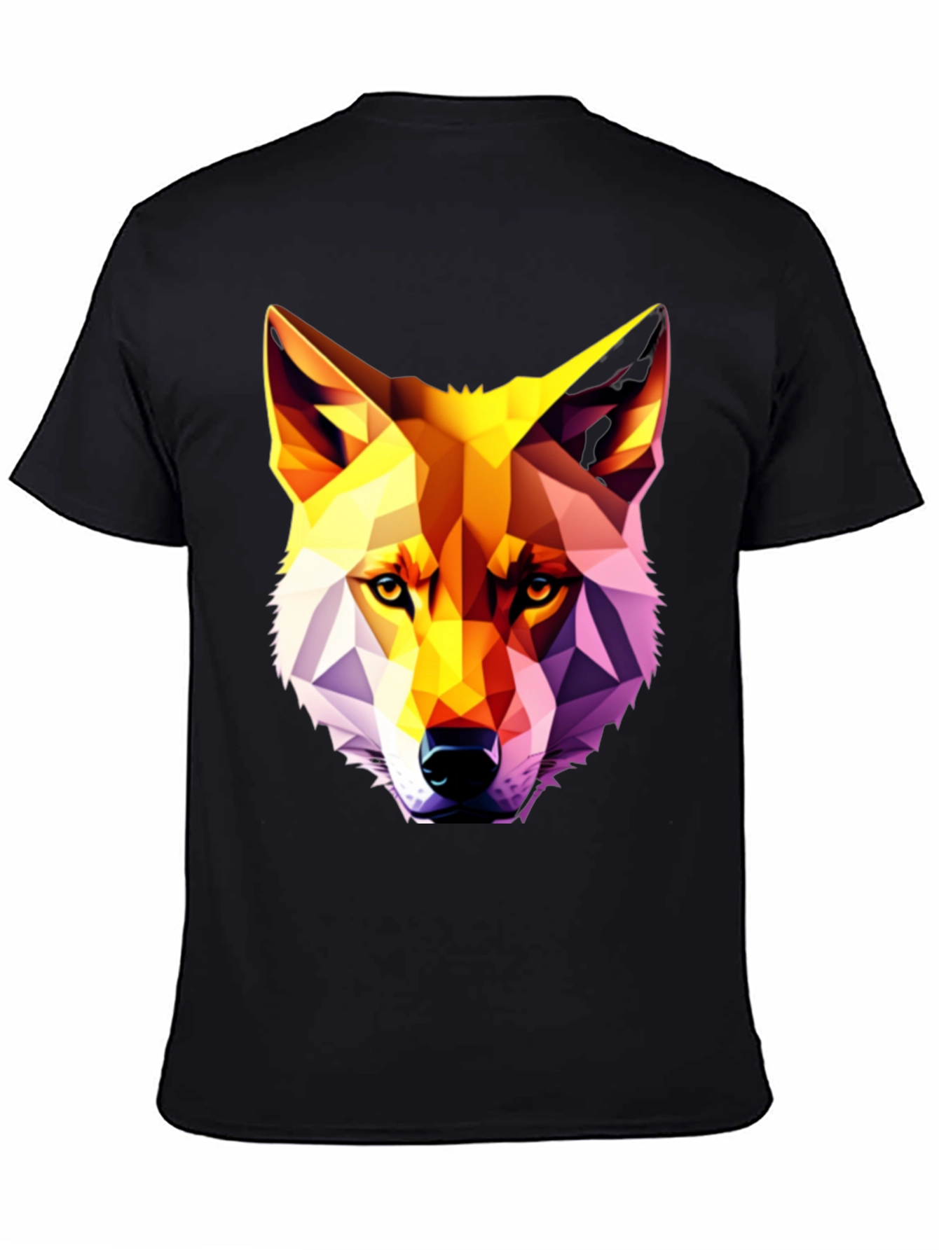 Black Geometric Wolf Graphic Tee - Modern Art Shirt view 4