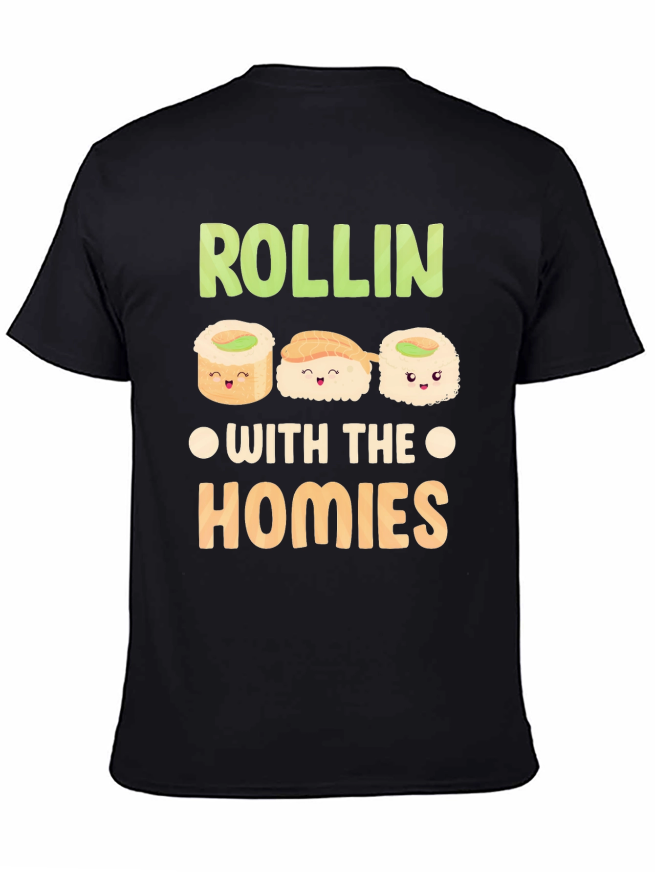 Black Sushi Rollin' with the Homies Graphic Tee view 4