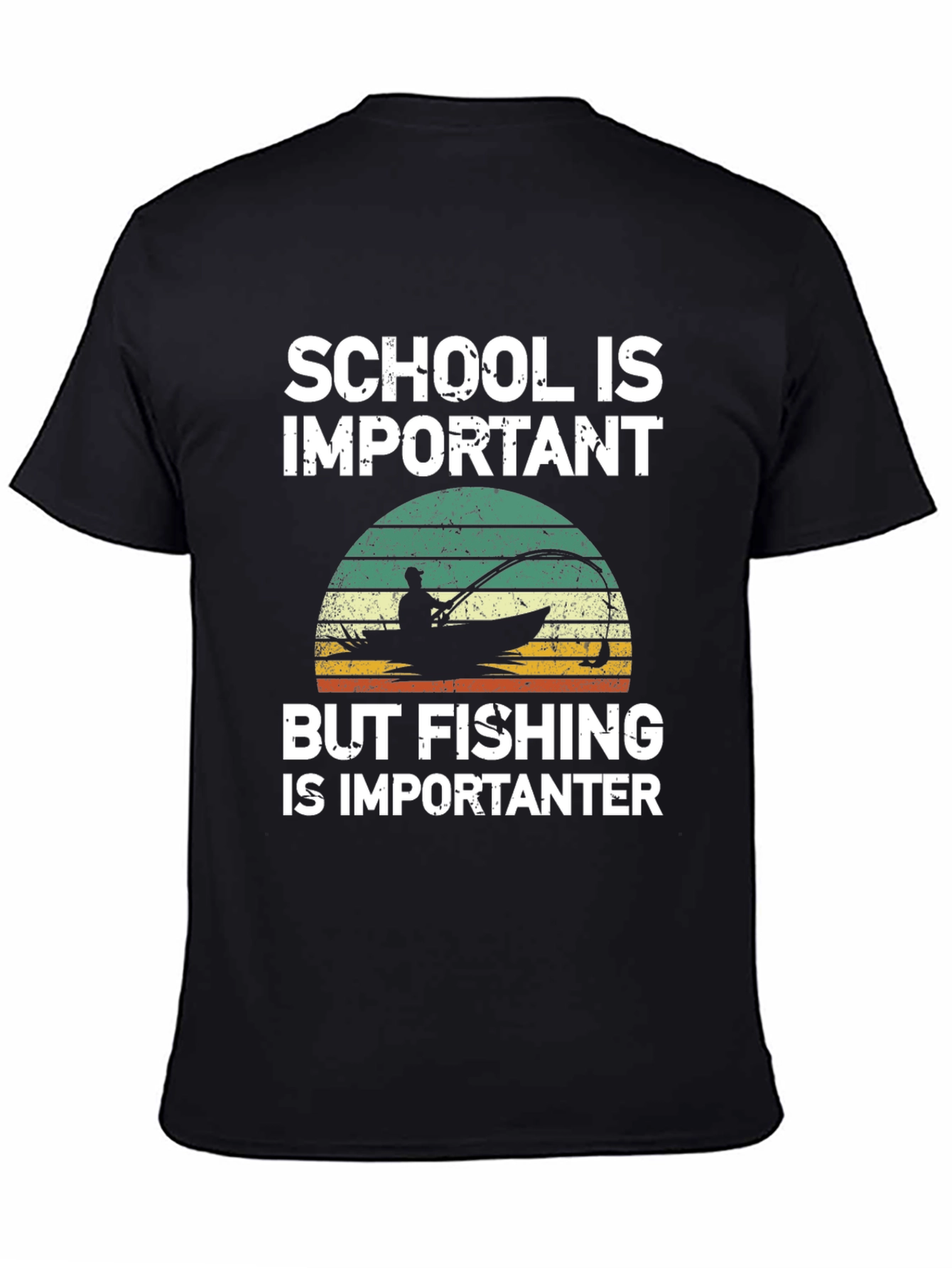 Black School is Important, Fishing is Importanter T-Shirt view 4