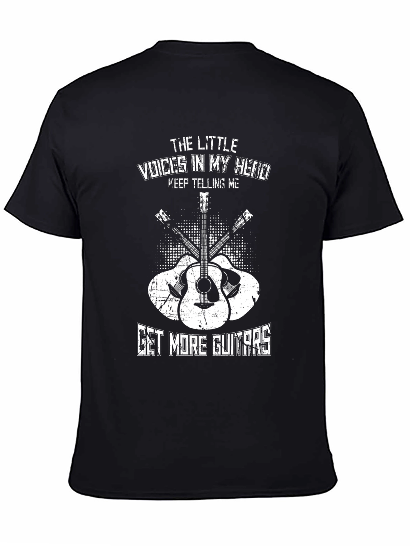 Black Guitar Lover T-Shirt - The Little Voices in My Head view 4