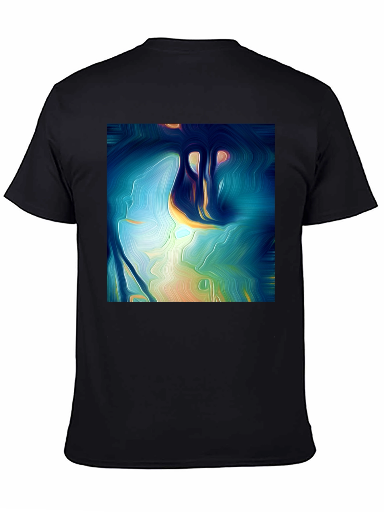 Black Abstract Art Tee: Vivid Design, Soft Cotton, Classic Fit view 4